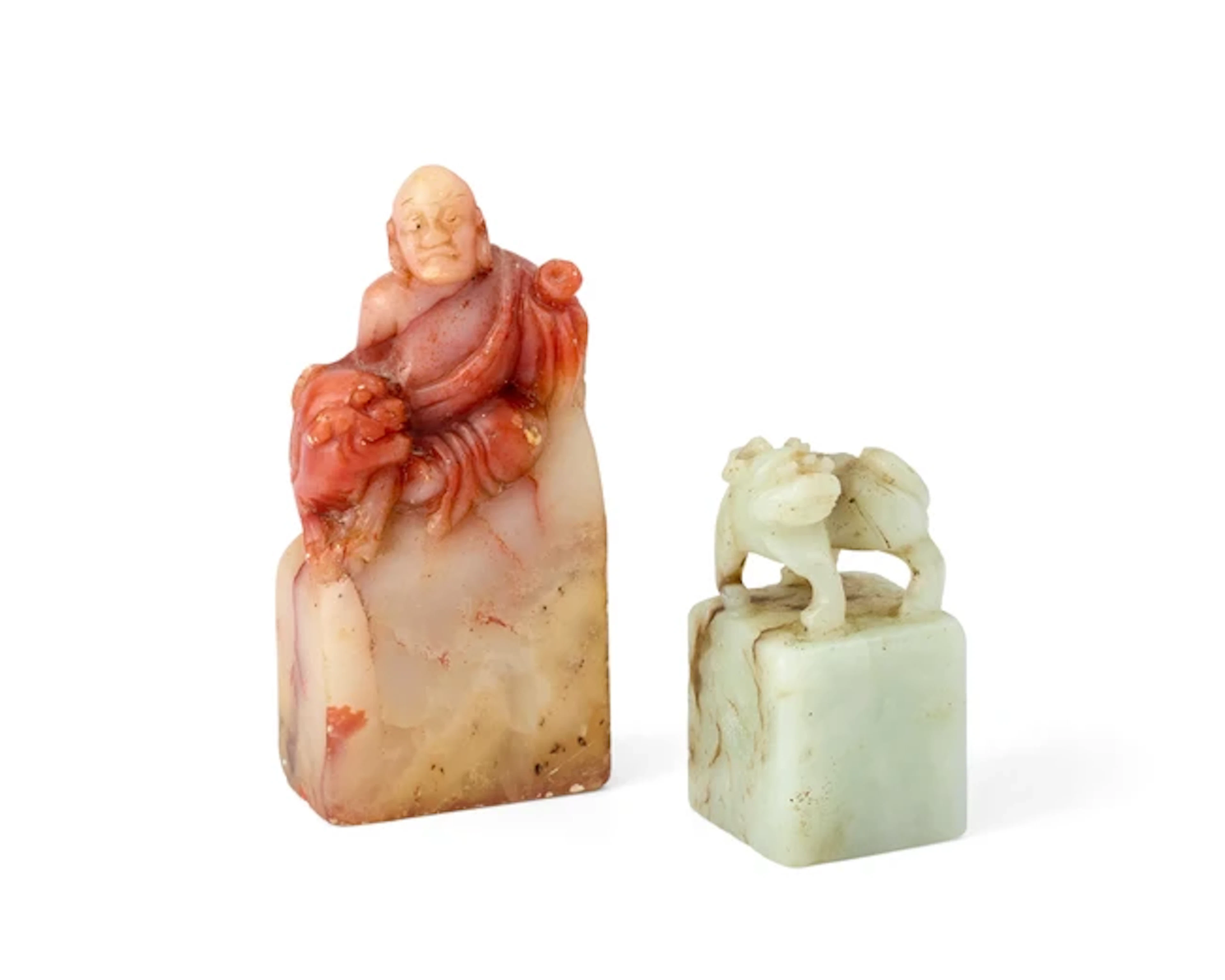 A Chinese jade seal and a soapstone seal Qing dynasty