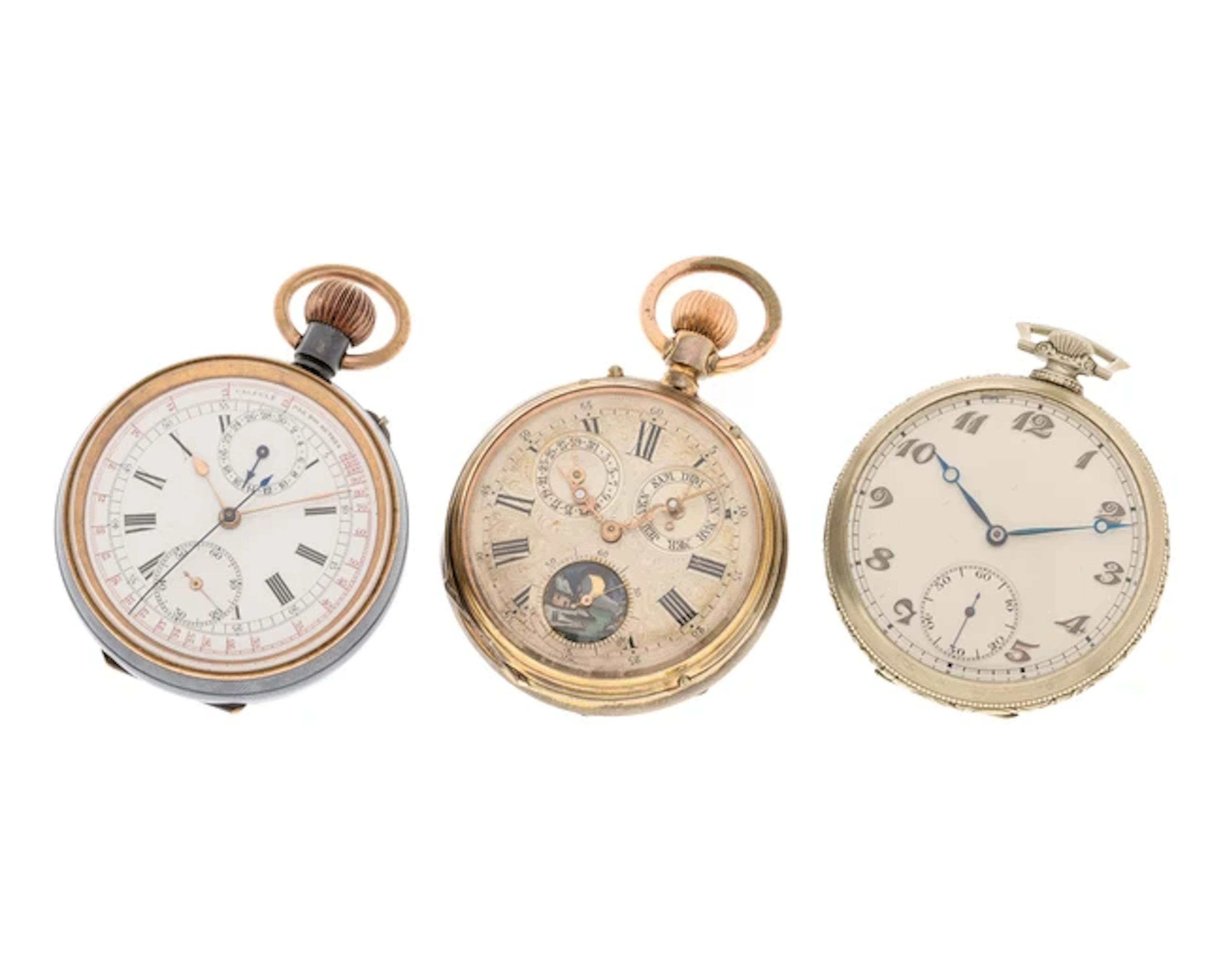 A group lot of 3 keyless wind pocket watchesIncluding a...