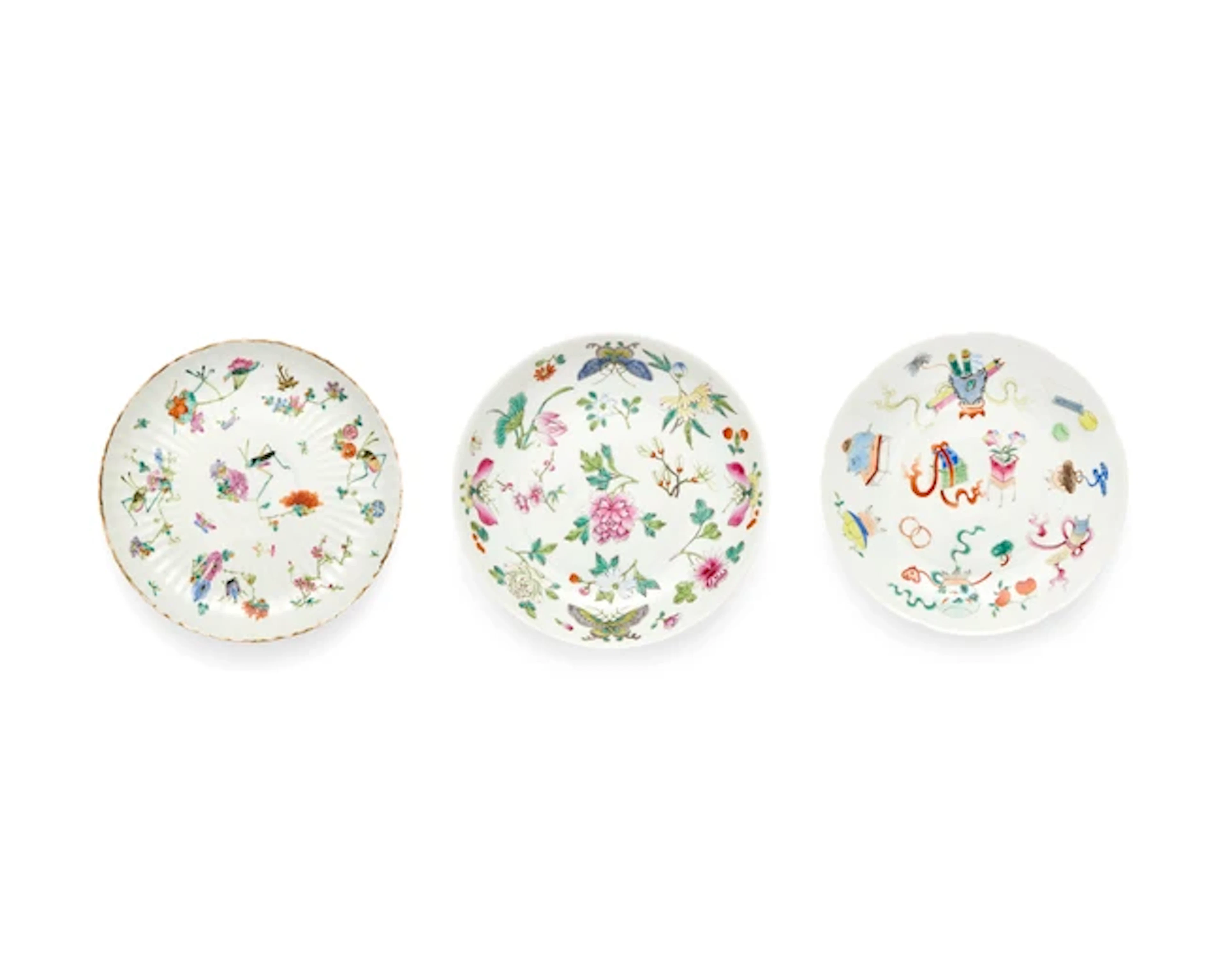 Three Chinese famille rose dishes Republic period