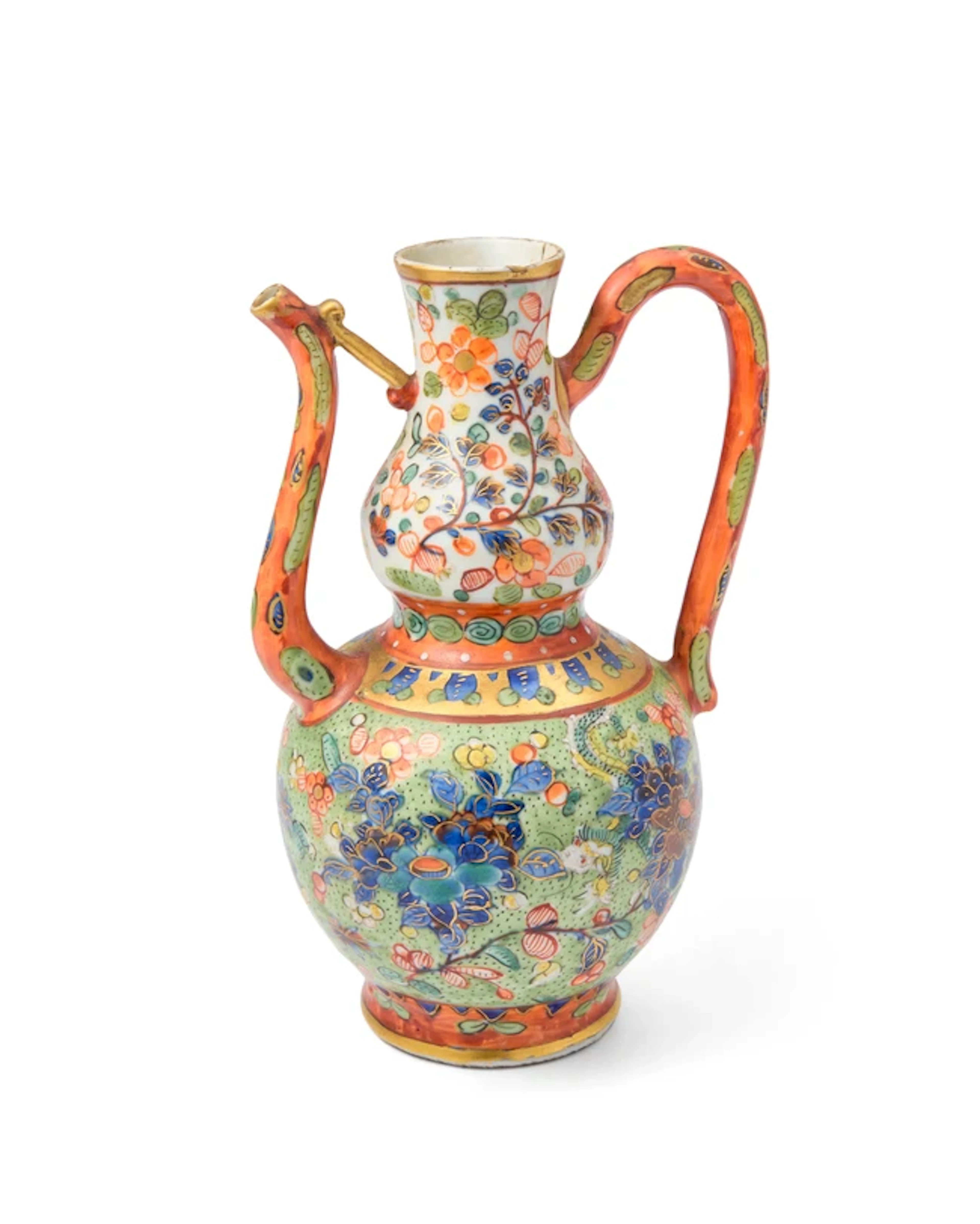 A Chinese 'clobbered' double gourd ewer 17th century...