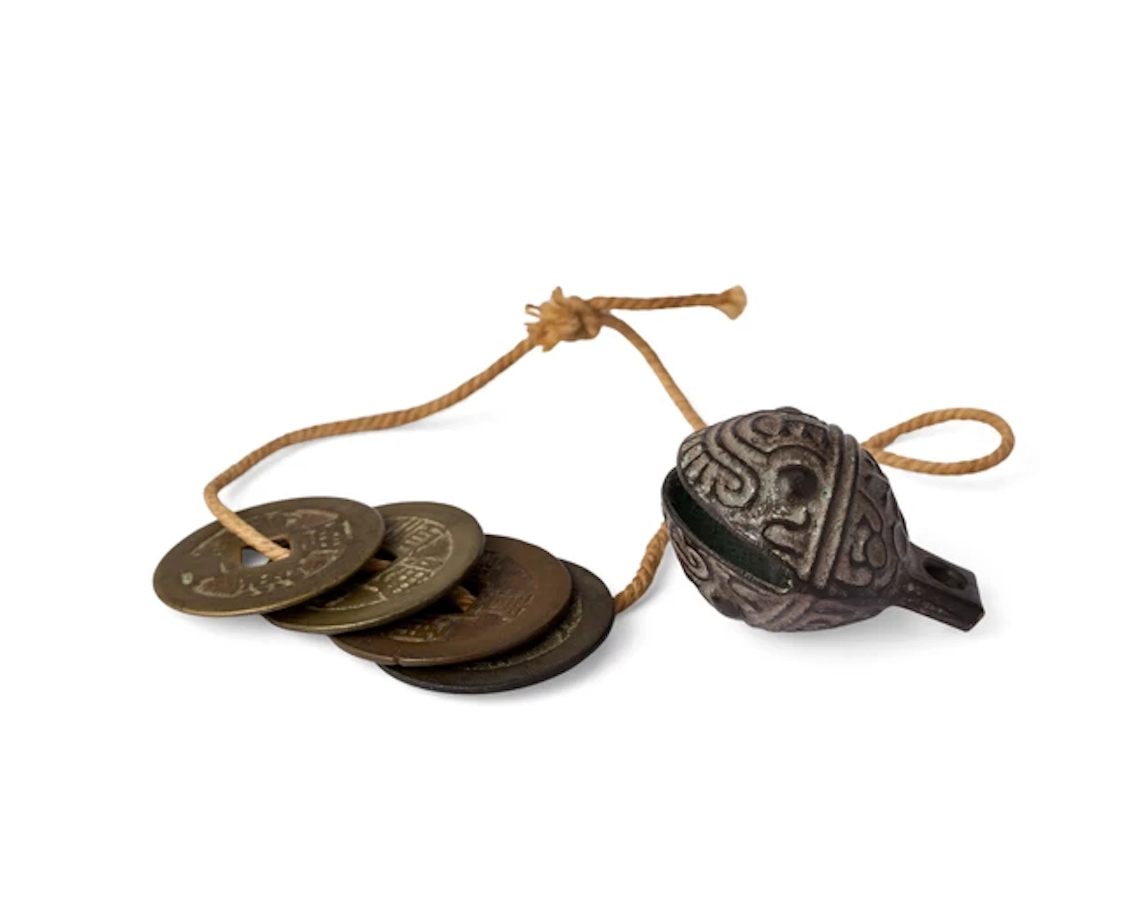 A small Chinese bronze archaistic bell and four Japanese...