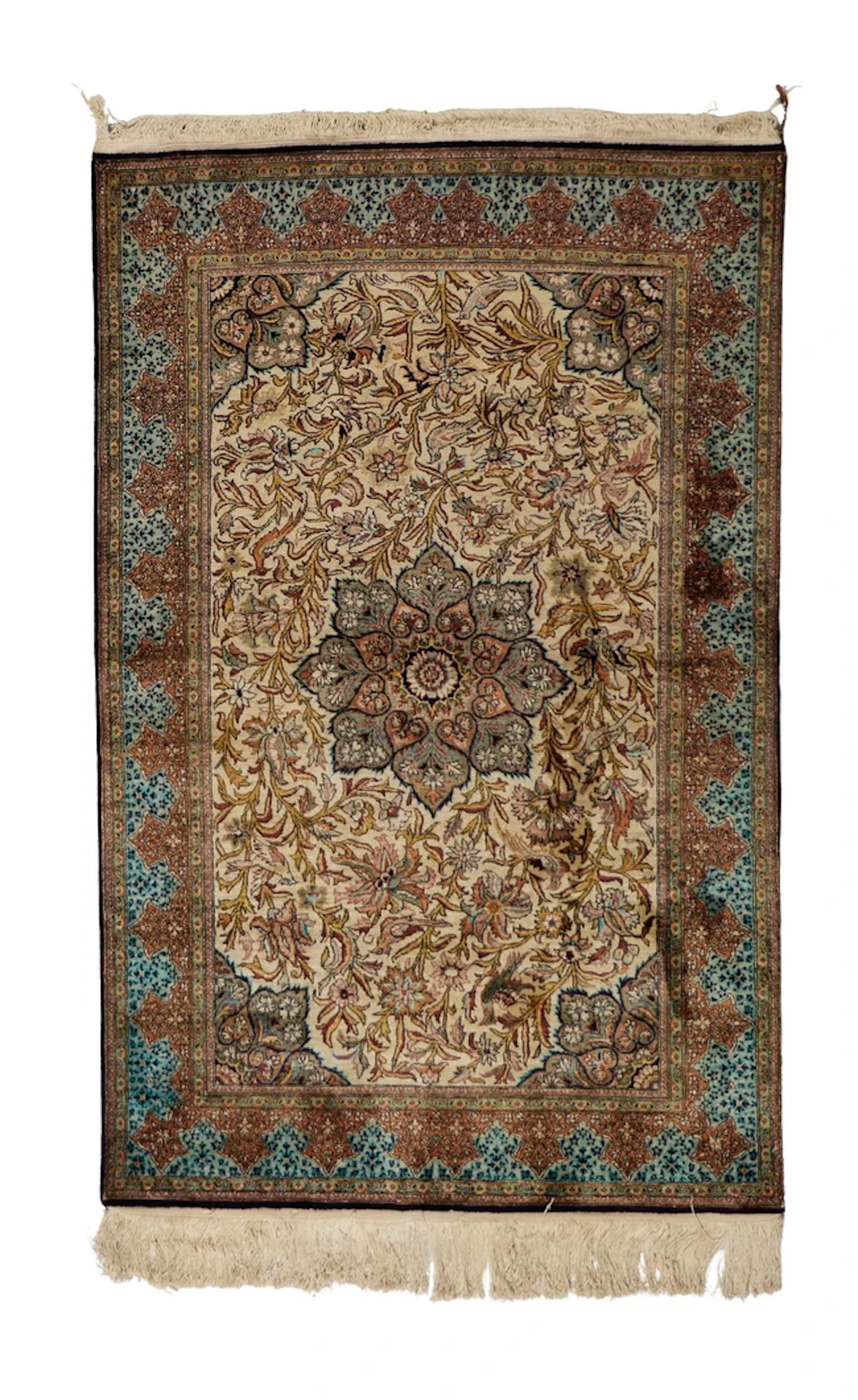 A Persian silk Qum rug