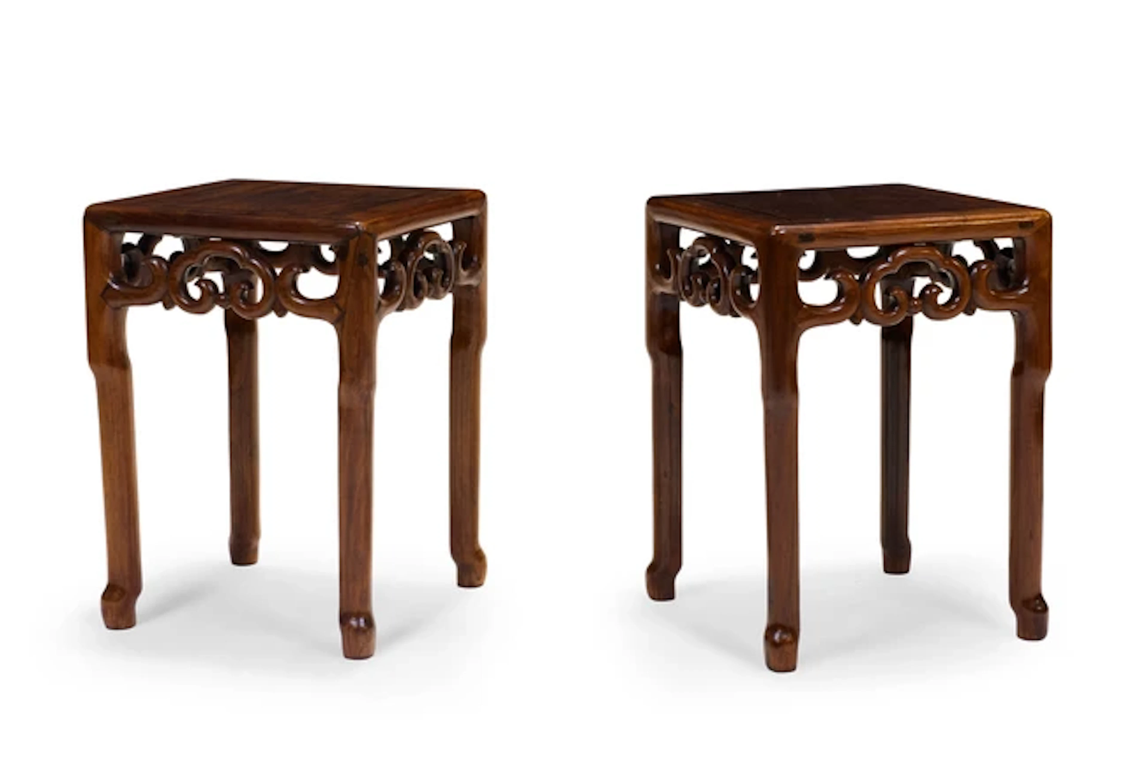 A pair of Chinese hongmu stools Qing dynasty