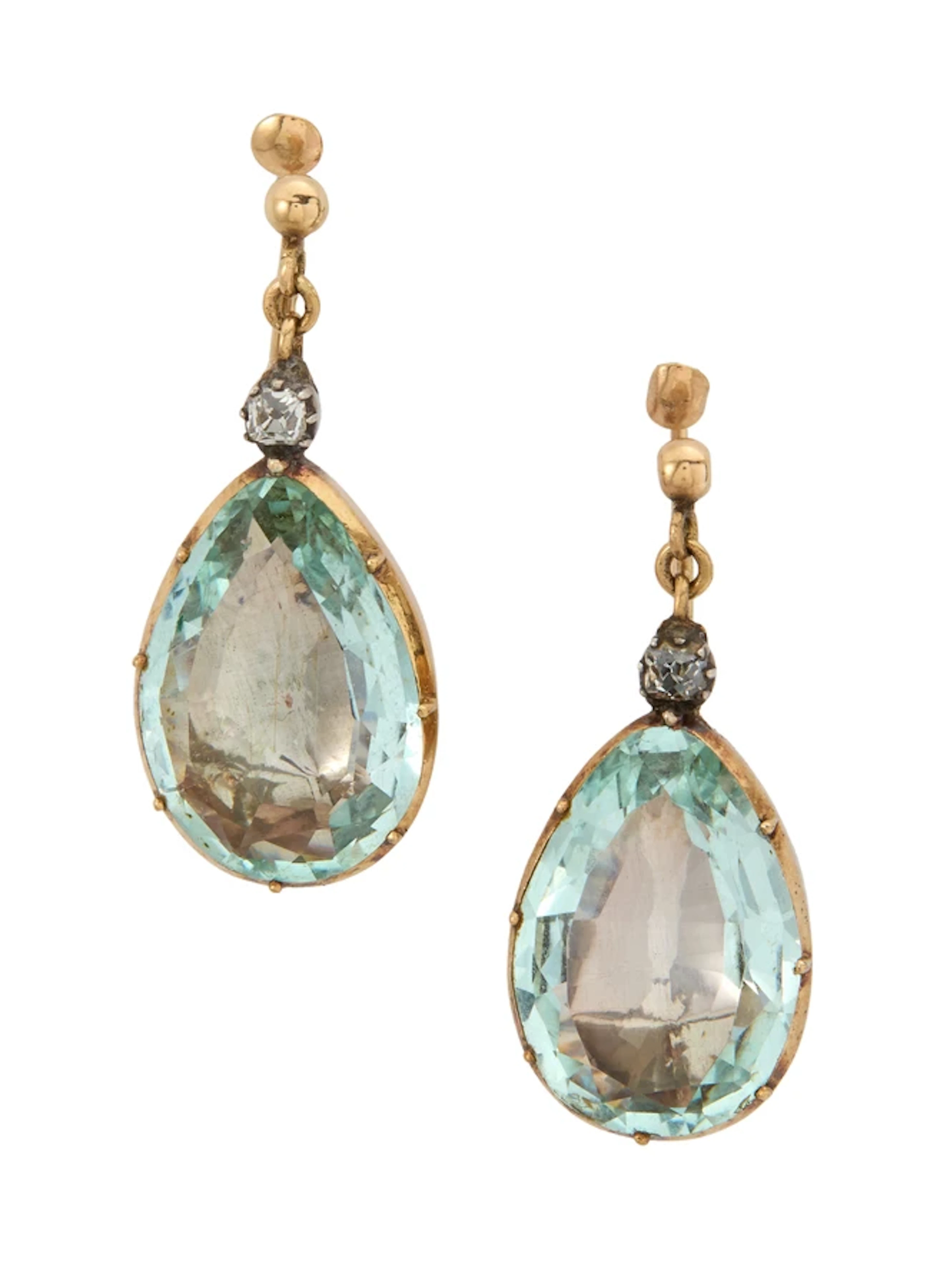 A pair of Georgian aquamarine and diamond earrings
