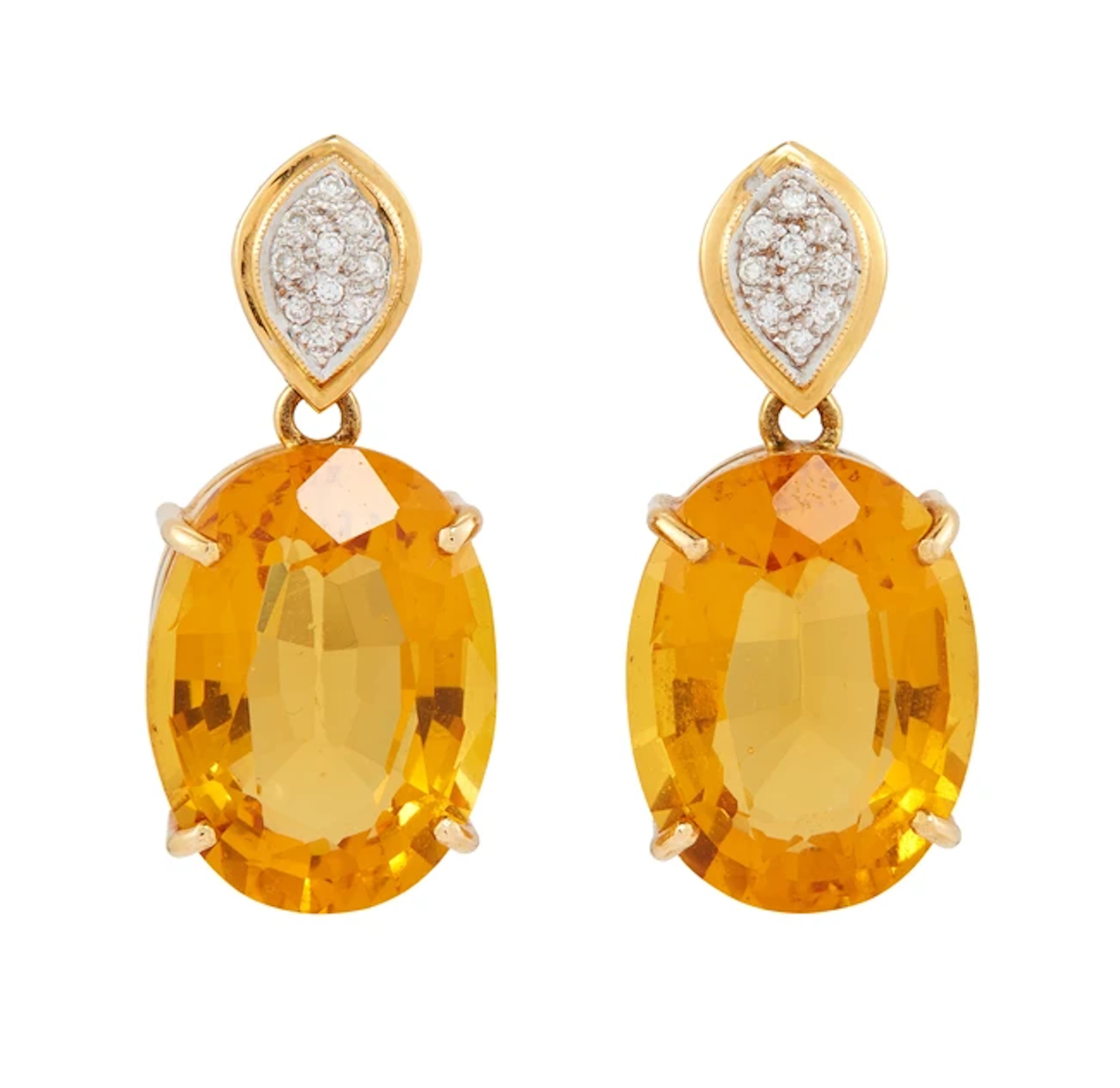 A pair of paste and diamond drop earrings