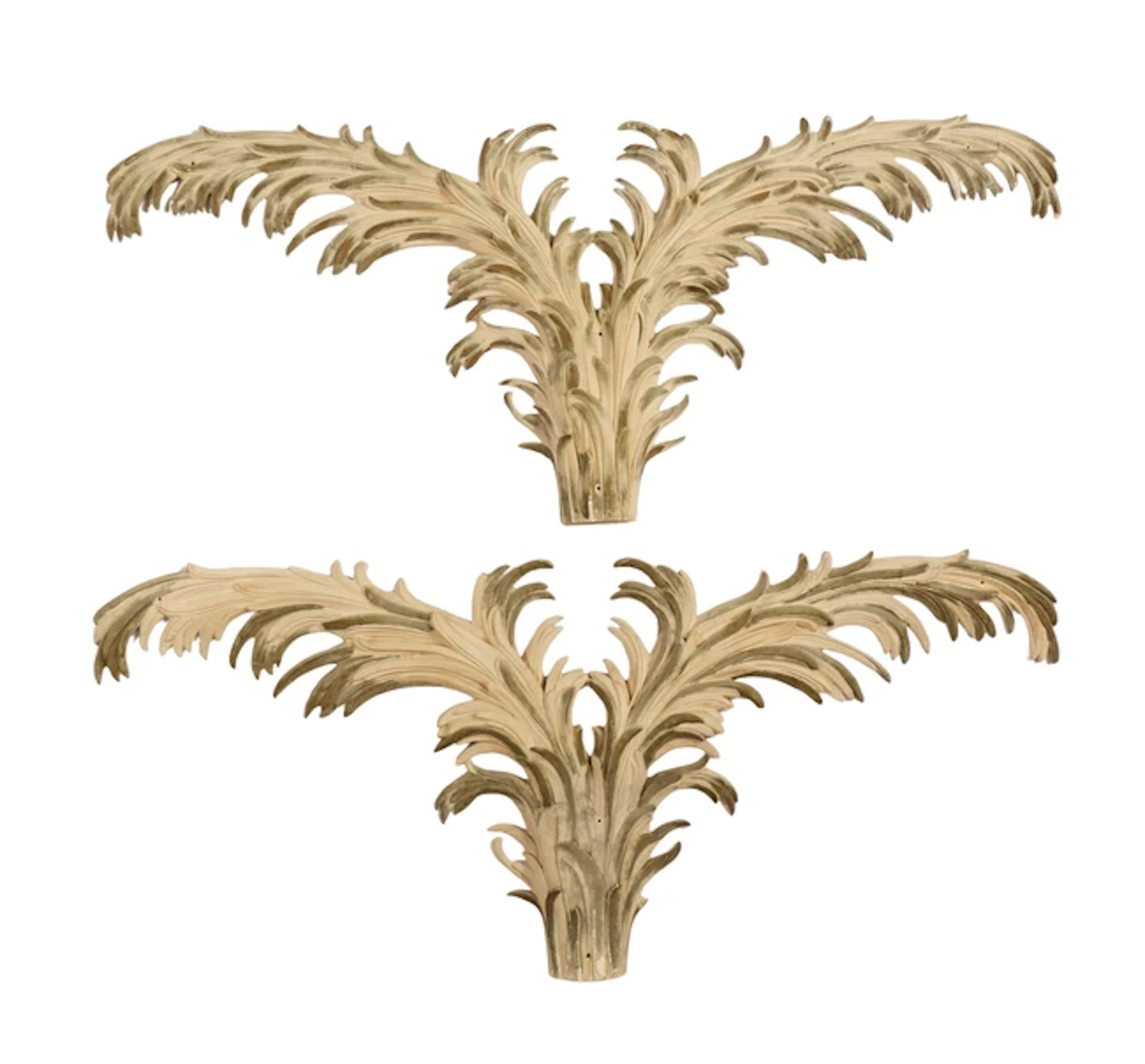 A pair of large polychrome fibreglass architectural mouldings