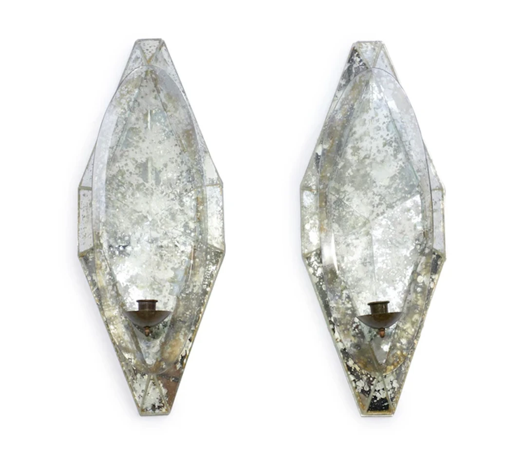 French Pair of mirrored wall sconces