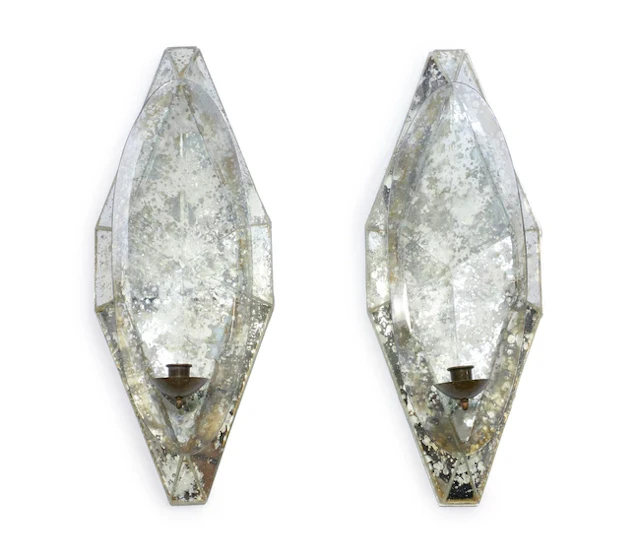 French Pair of mirrored wall sconces