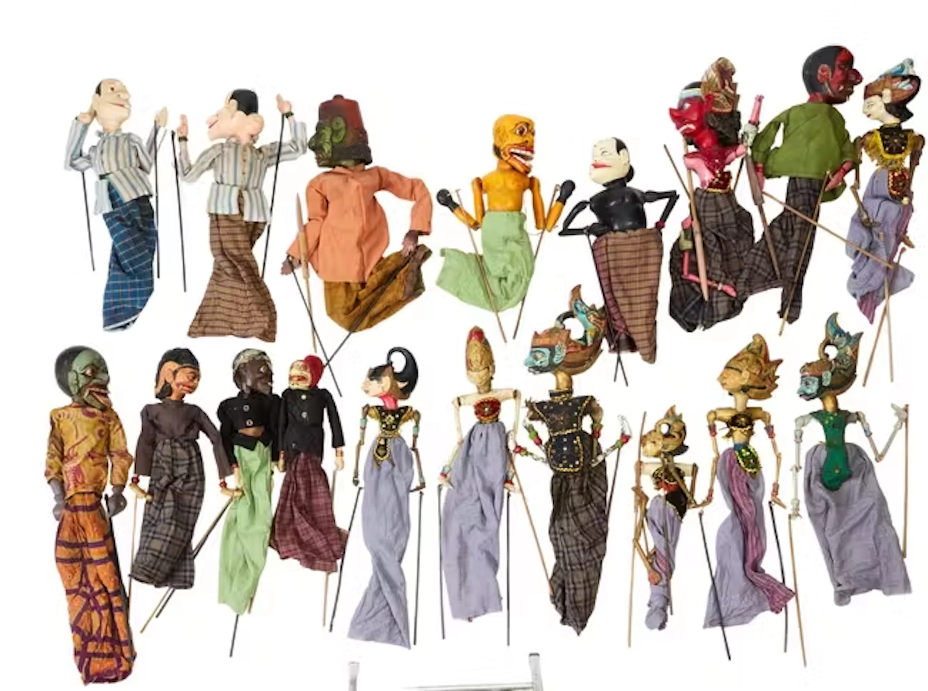 Eighteen Wayang puppets