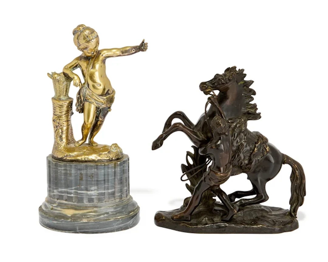 A French bronze model of a Marly horse
