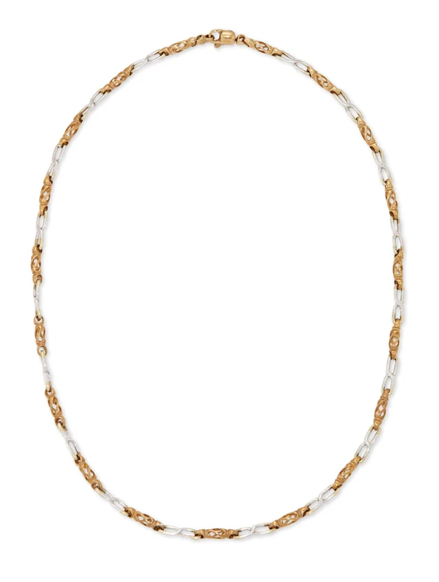 A 9ct white gold and gold necklace