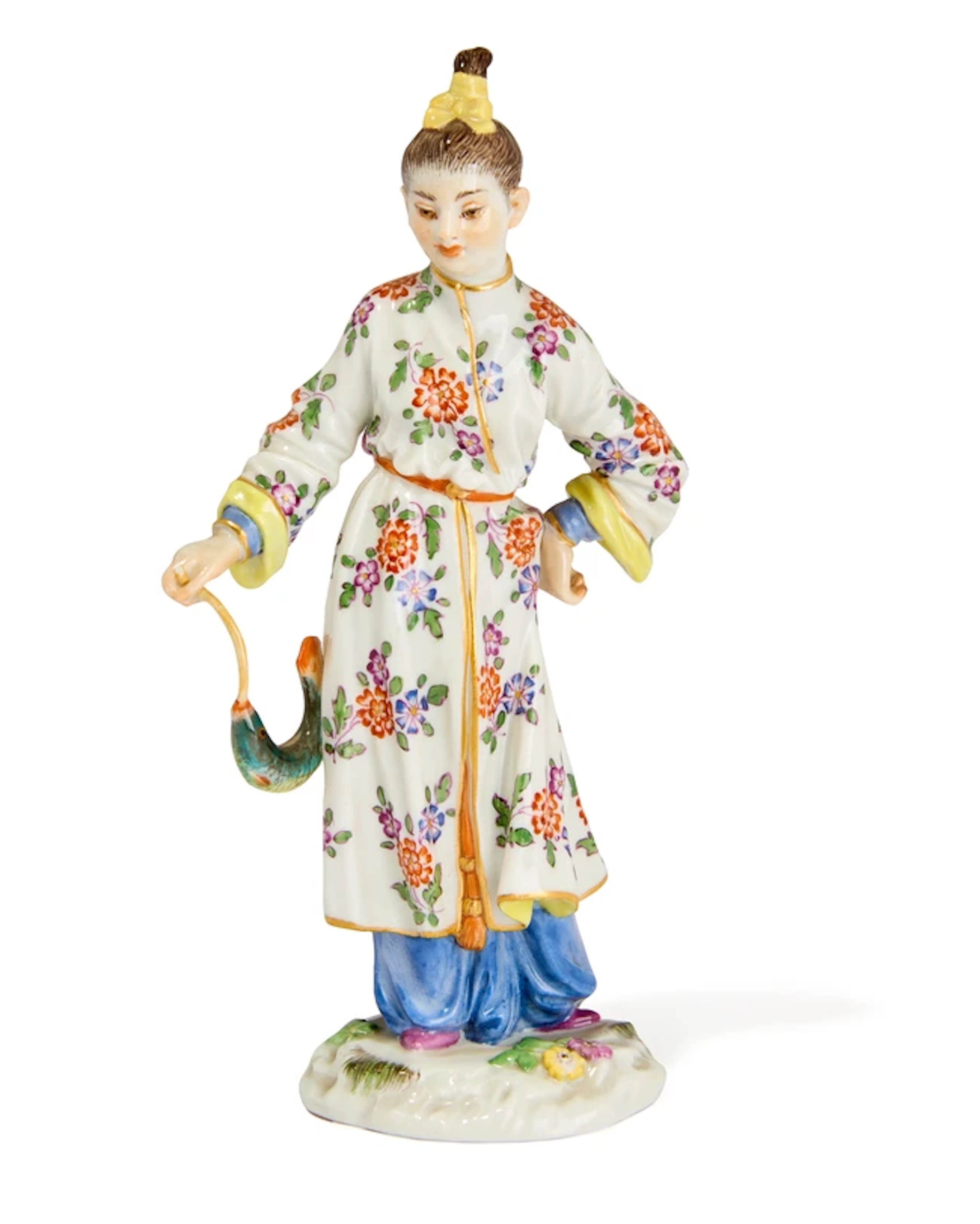 A Meissen porcelain figure of a Japanese woman with a fish