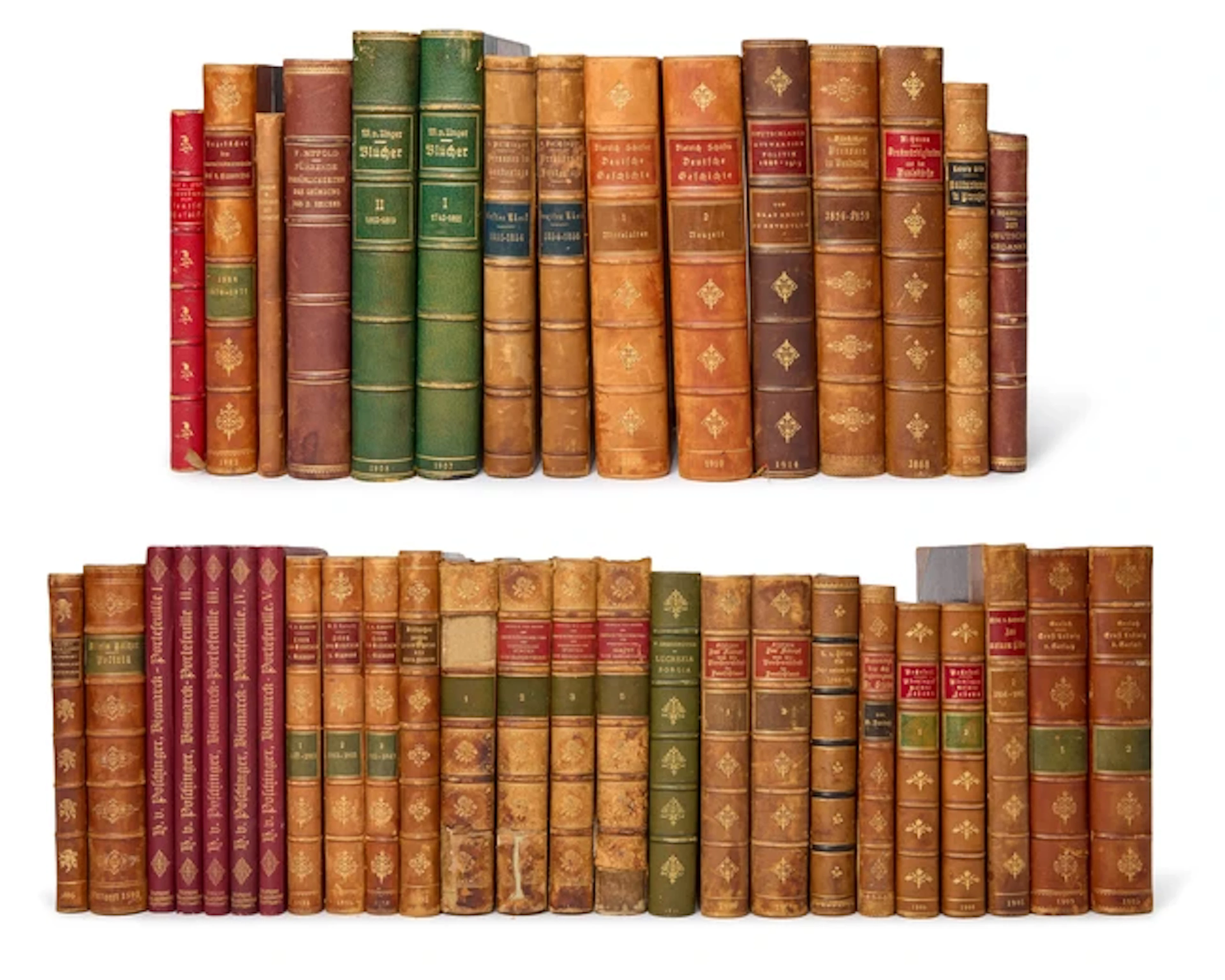 A collection of finely bound German books on history