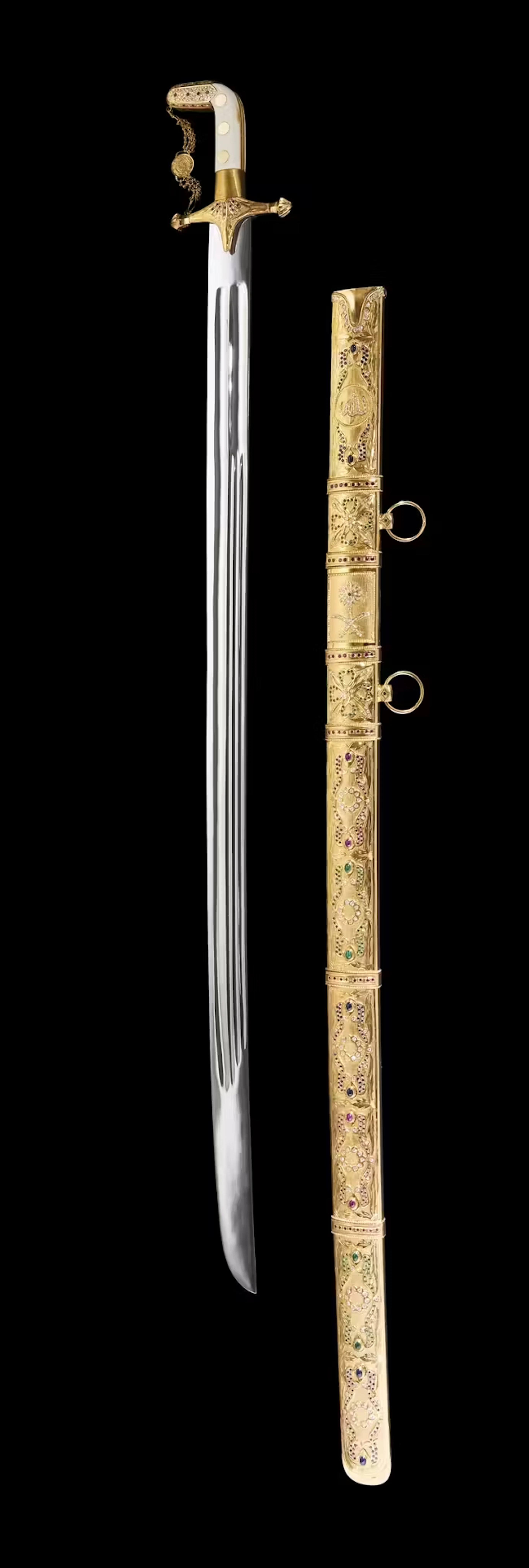A diamond- and gem-set presentation sword (saif)