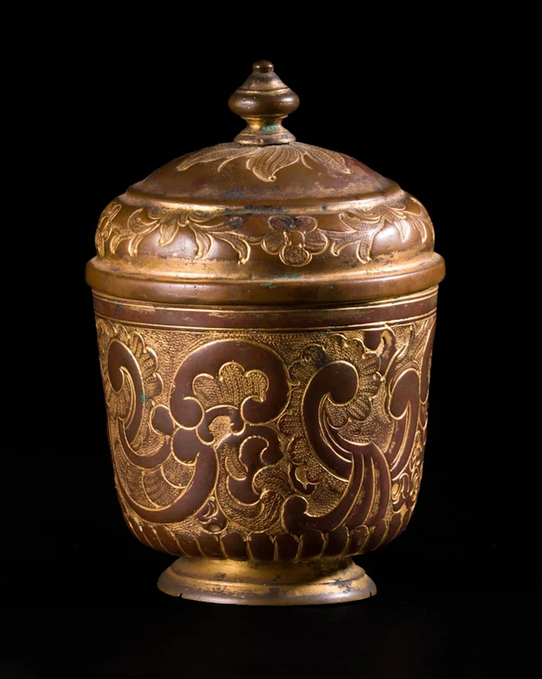 A gilt copper (tombak) lidded cup