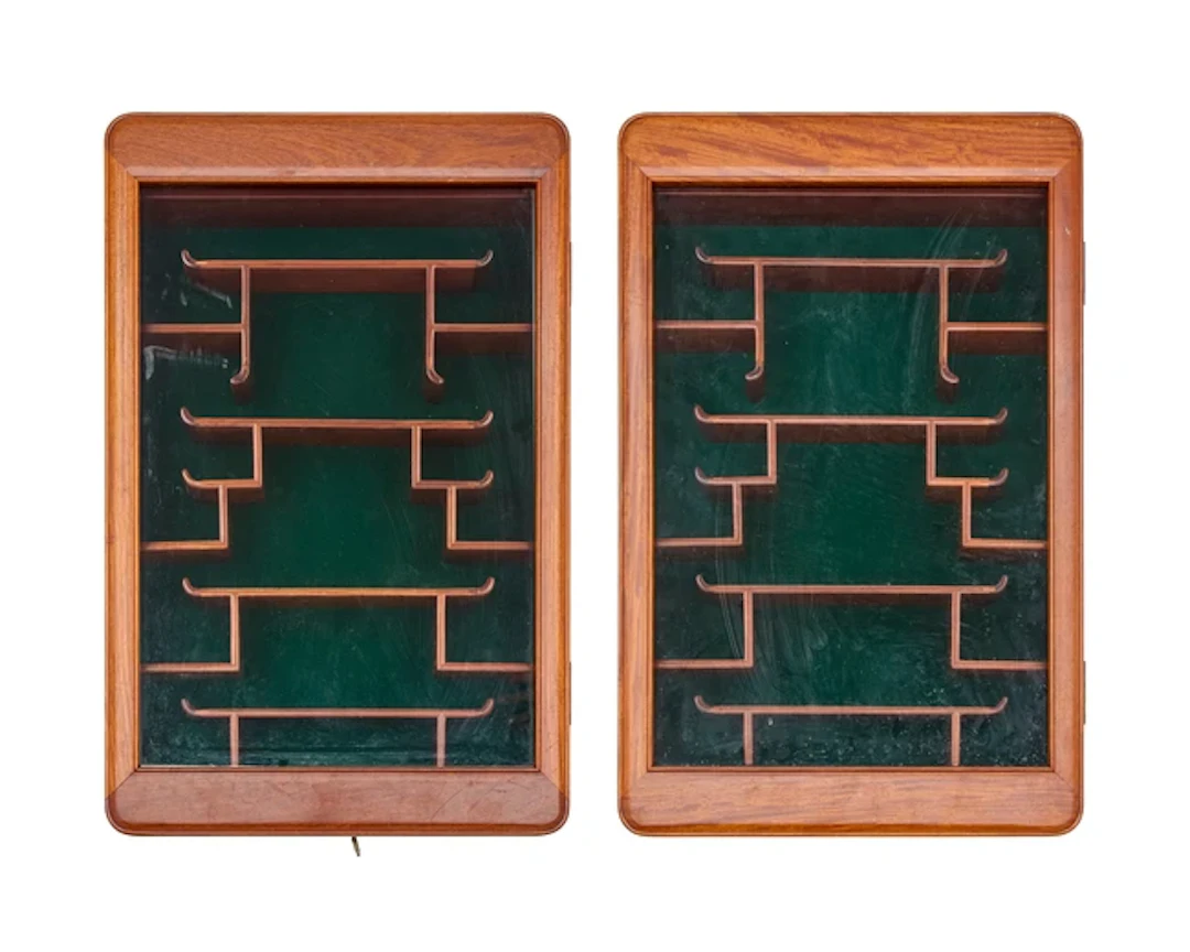A pair of Chinese rosewood display cabinets 20th century...