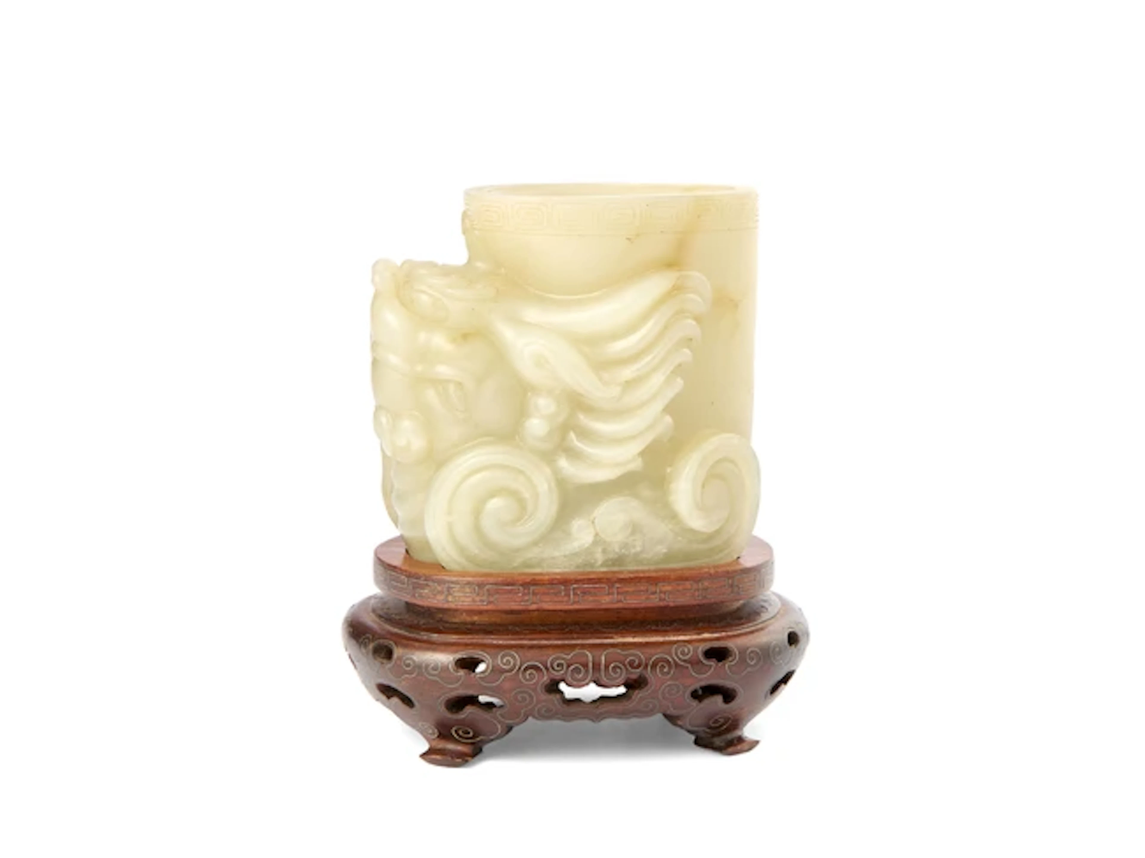 A Chinese pale jade archaistic libation cup Qing dynasty