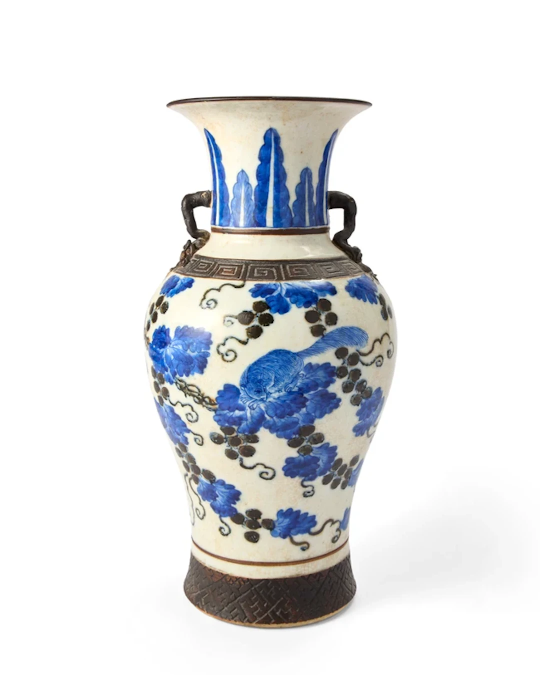 A Chinese blue and white 'squirrel and grapes' vase Qing dynasty
