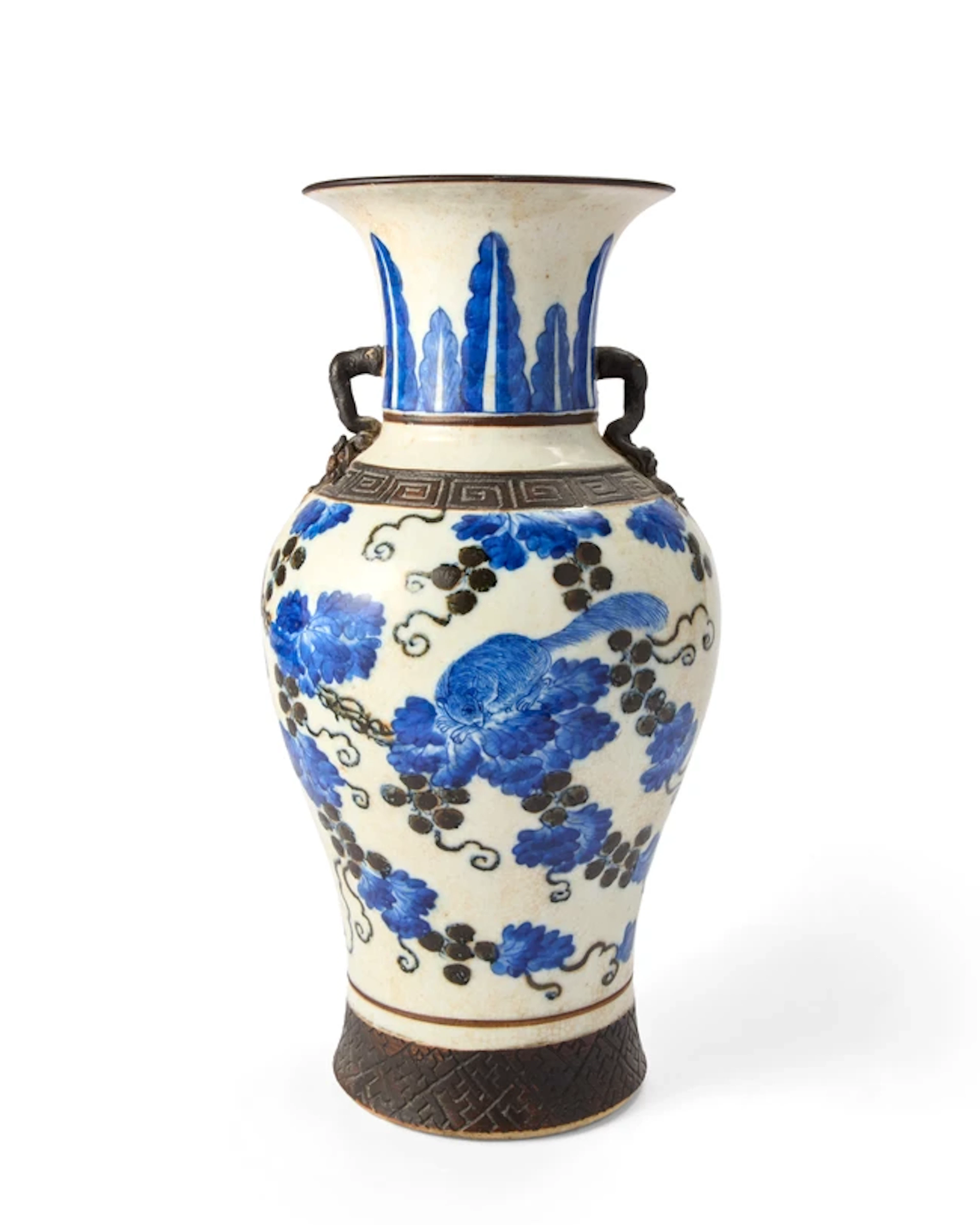 A Chinese blue and white 'squirrel and grapes' vase Qing dynasty