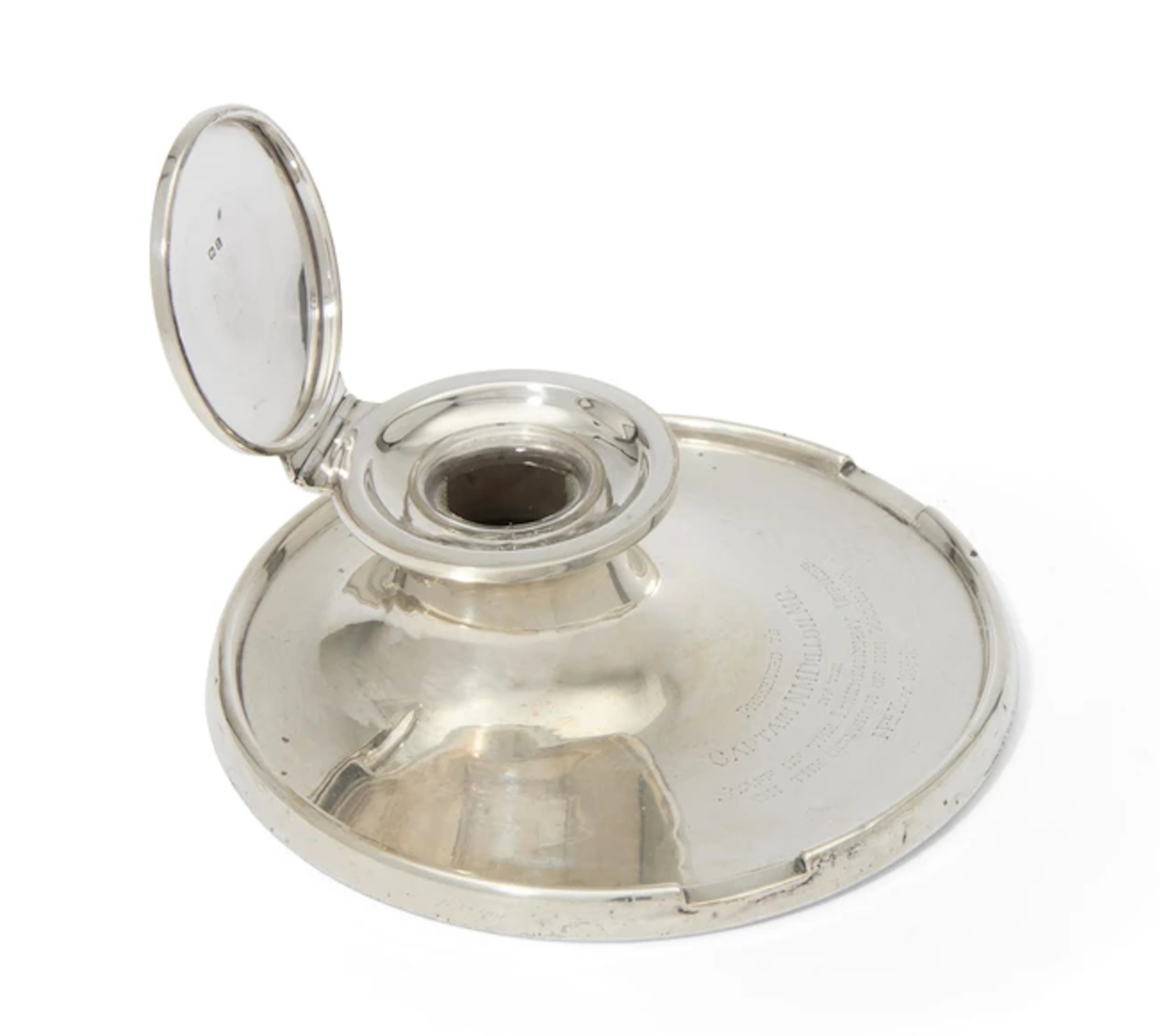 A George V silver capstan inkwell