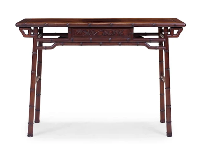 A Chinese hongmu 'bamboo' recessed-leg wine table Qing dynasty