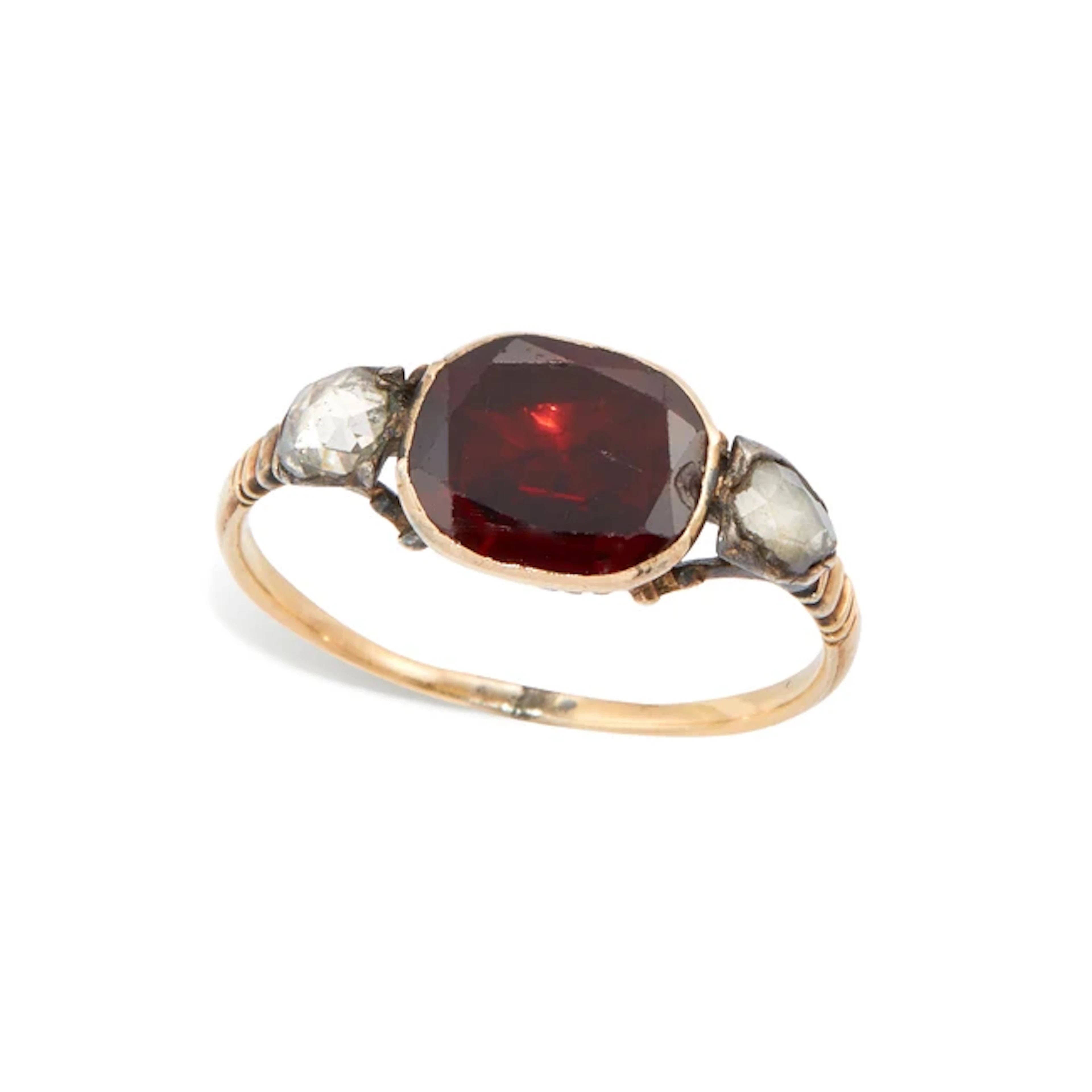 A Georgian garnet and diamond ring