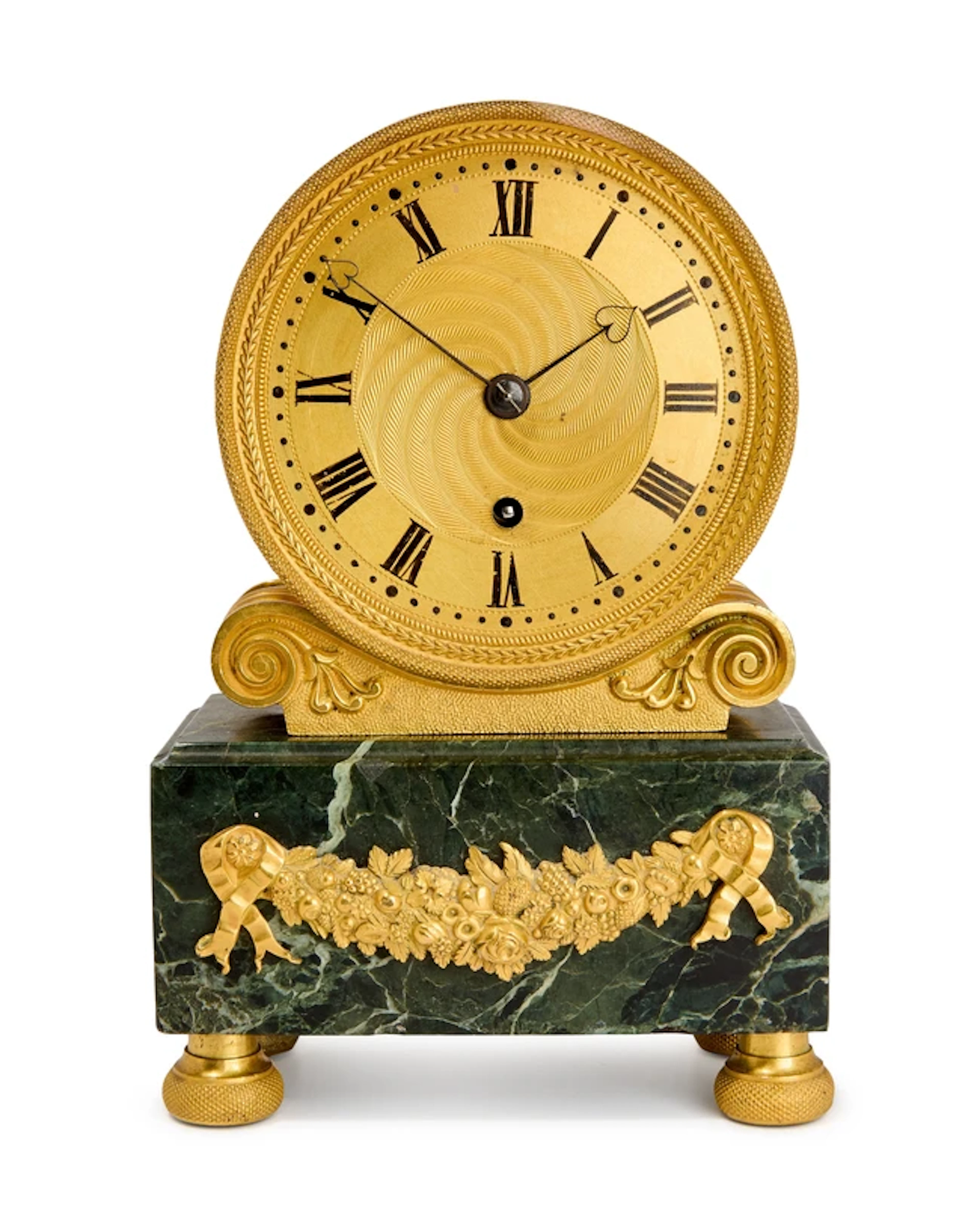 A Regency gilt-bronze mantel timepiece clock