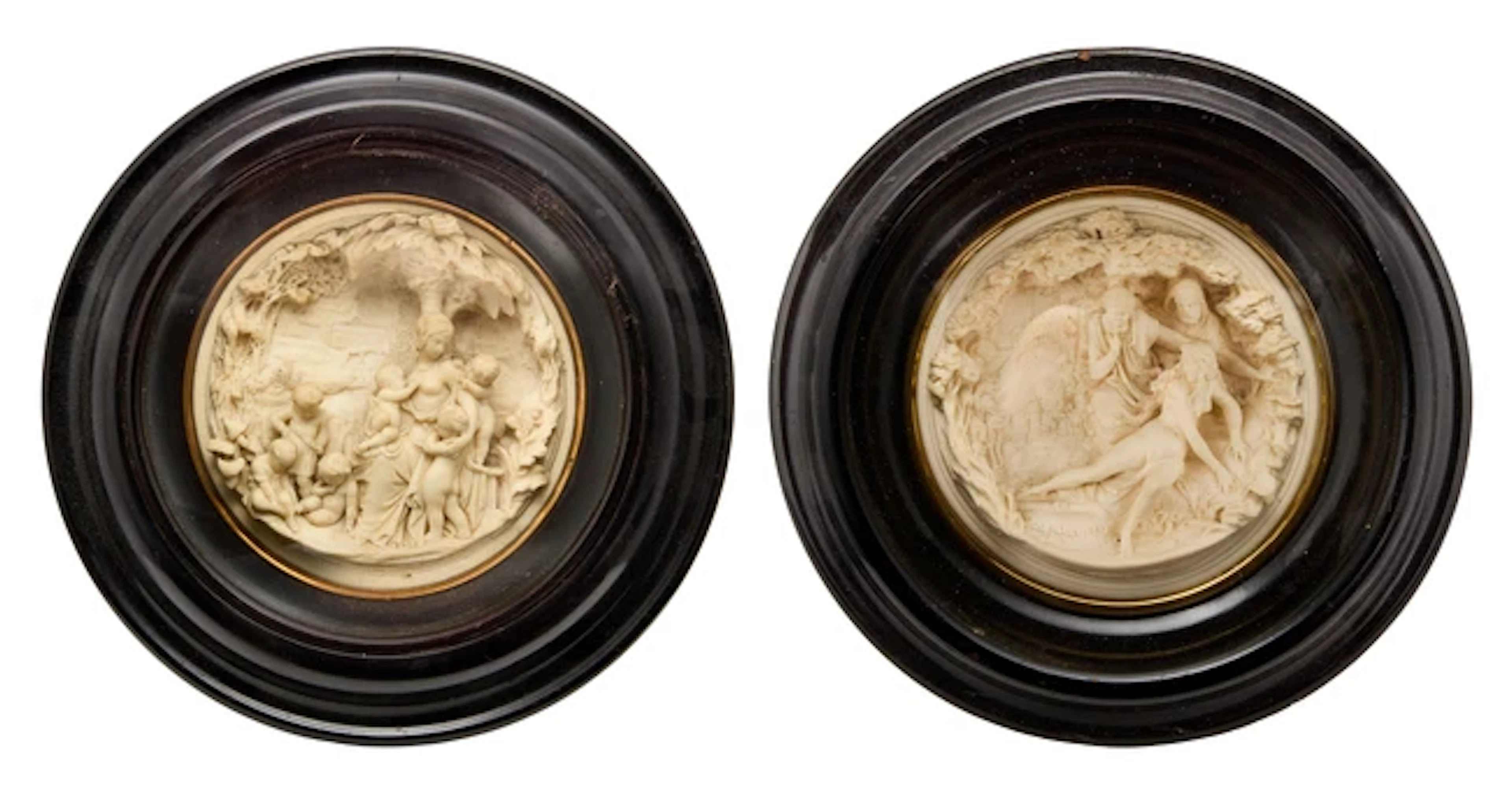 A pair of meerschaum relief plaques