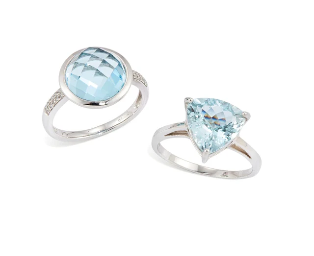 Two 9ct white gold gem set rings