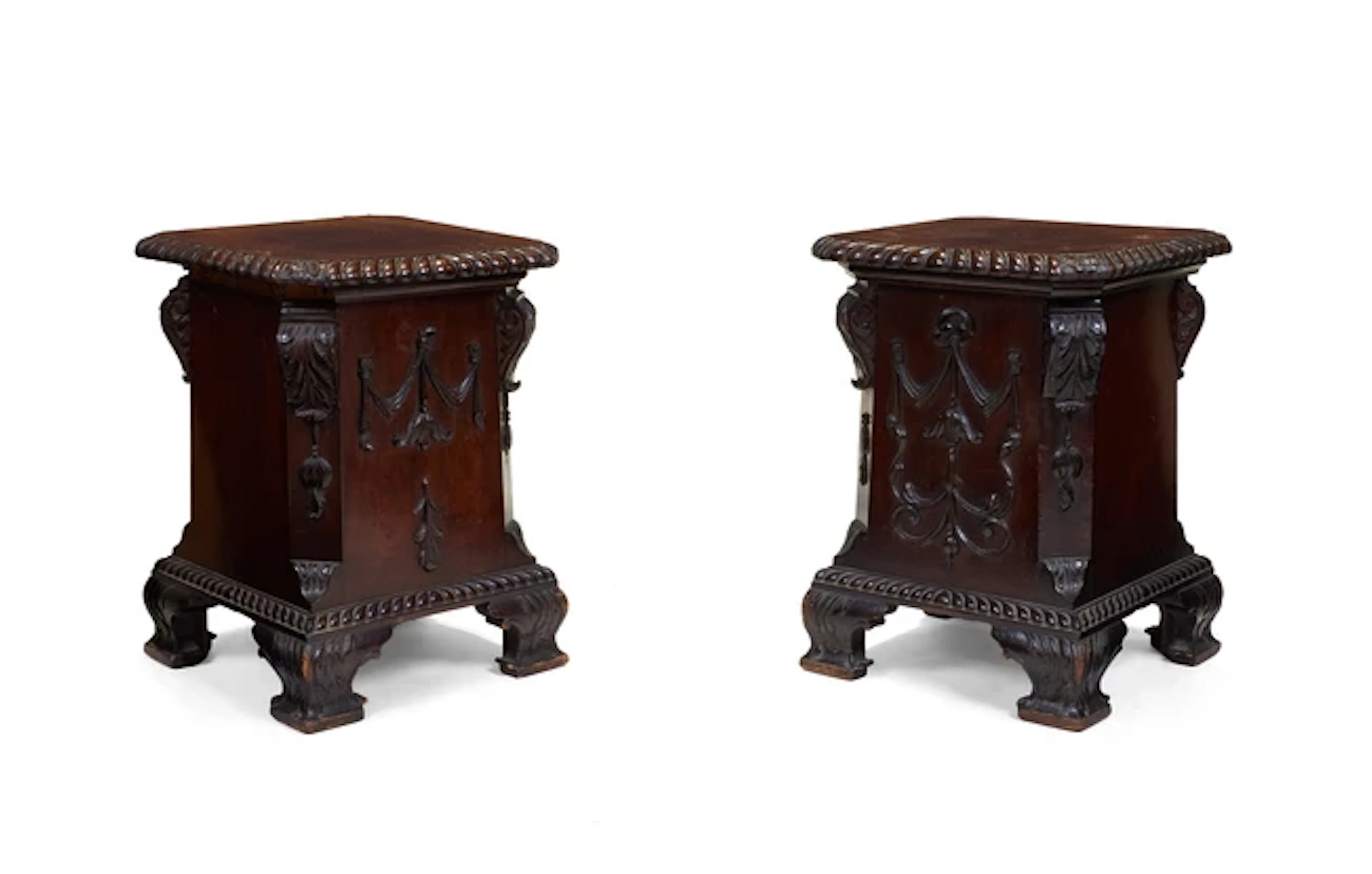 A pair of Irish mahogany low pedestals