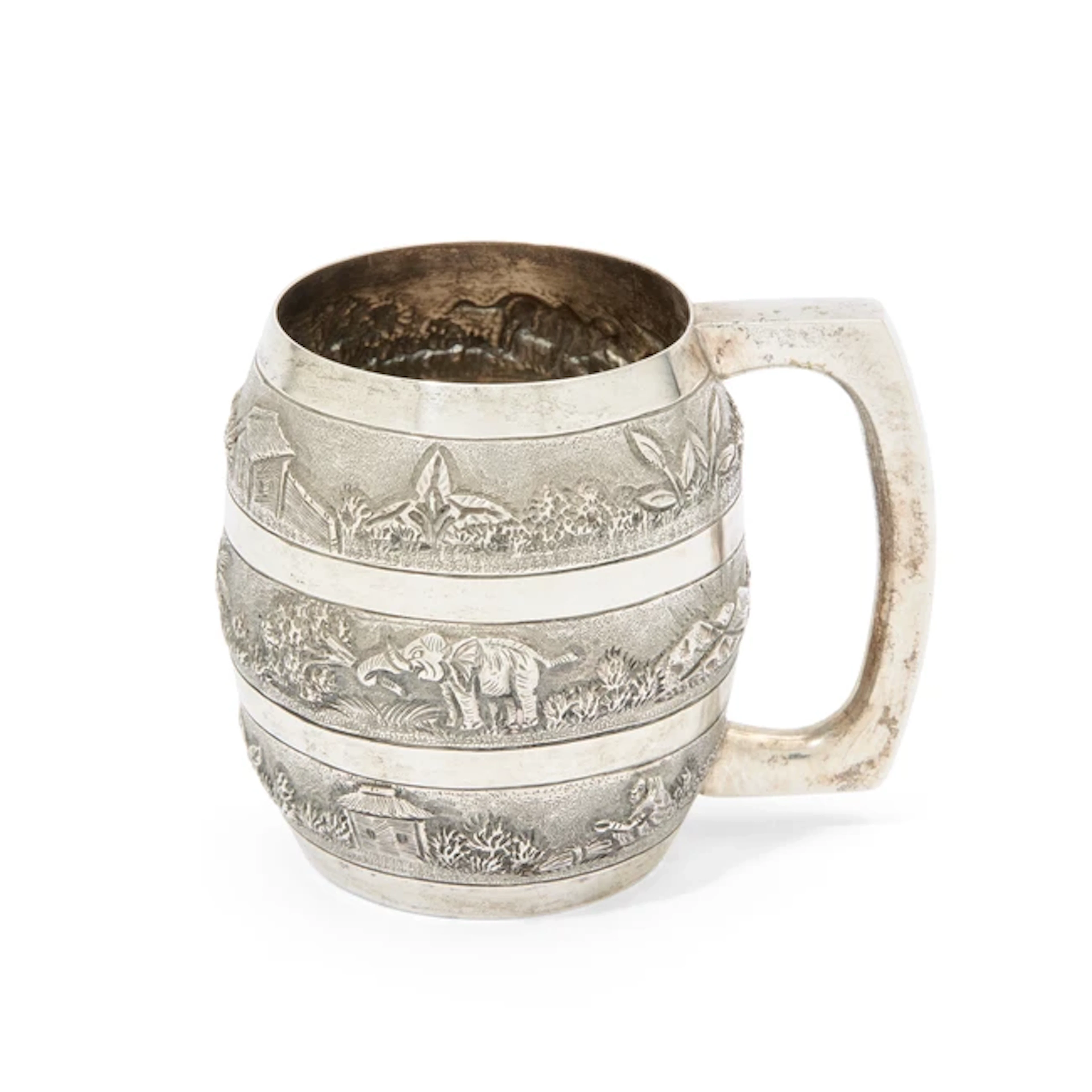 An Indian silver mug