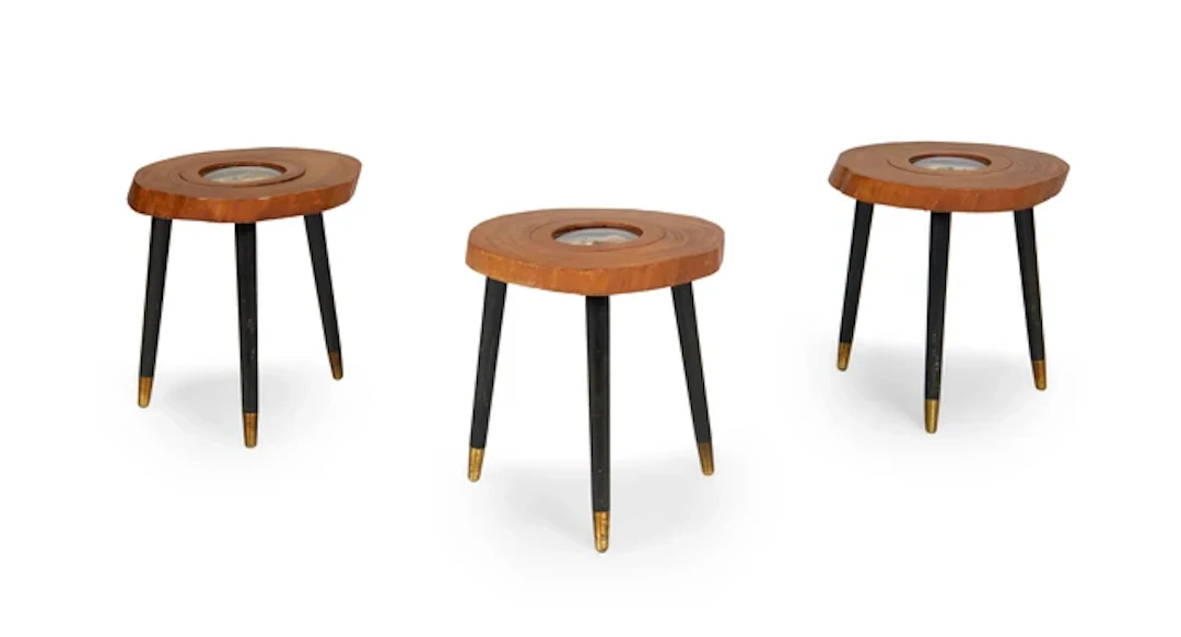 French Three butterfly specimen tables