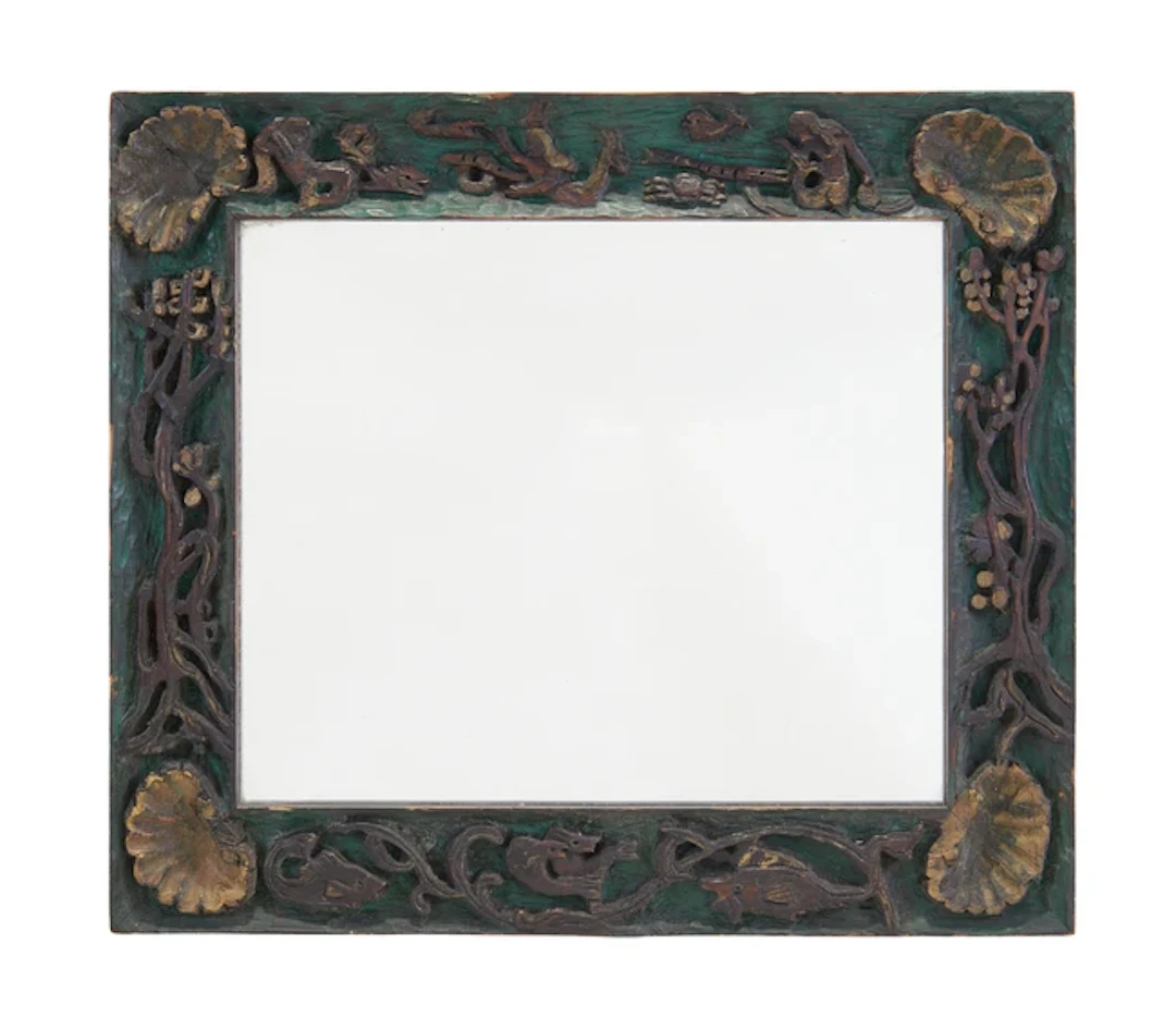 Continental Grotto style overmantel mirror