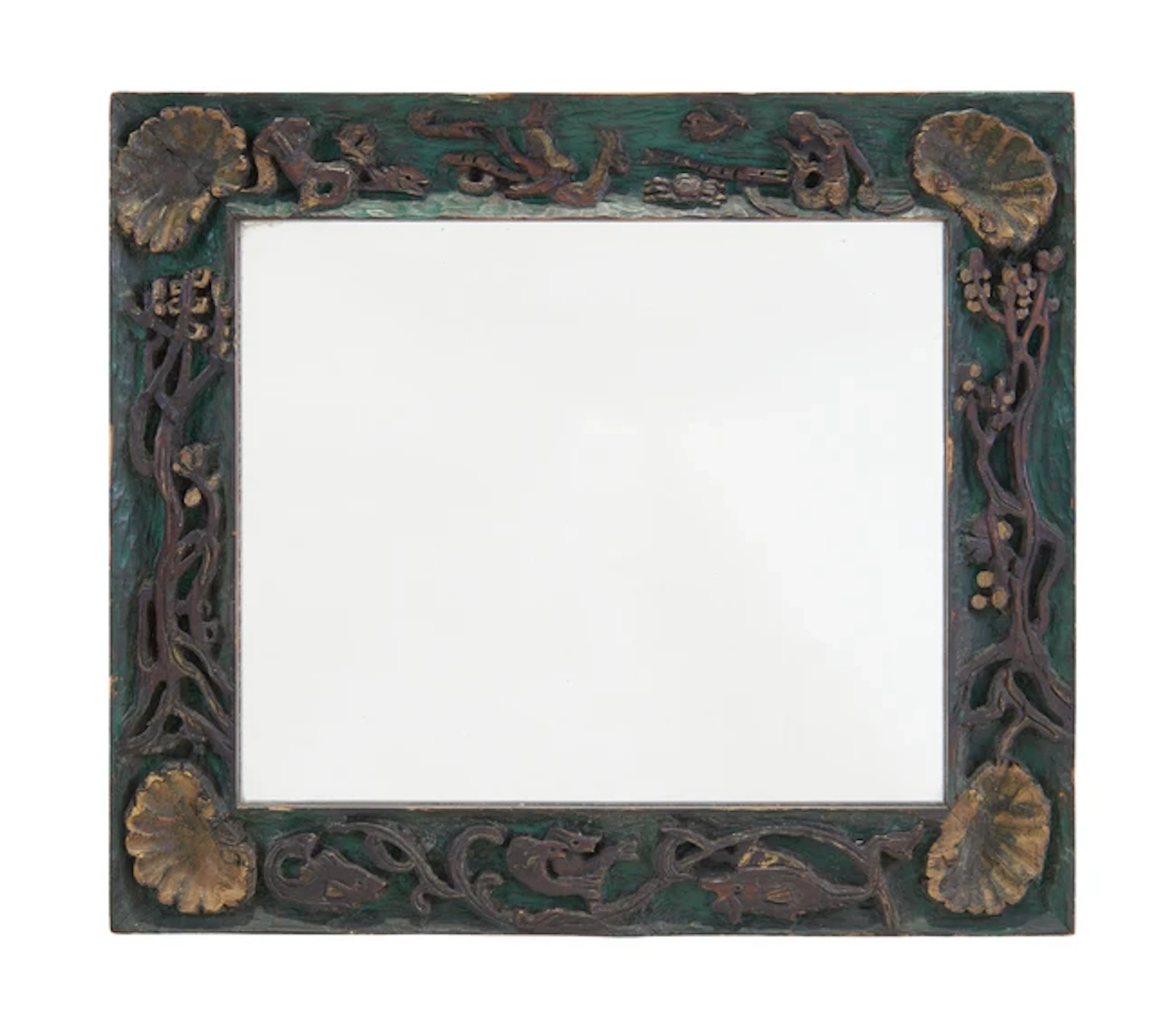 Continental Grotto style overmantel mirror