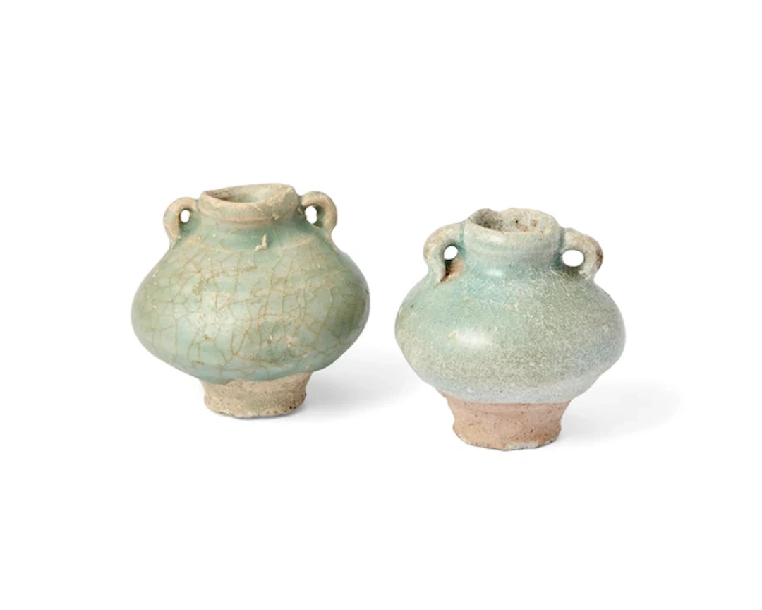 Two Sawankhalok celadon-glazed jarlets Early/mid 15th...