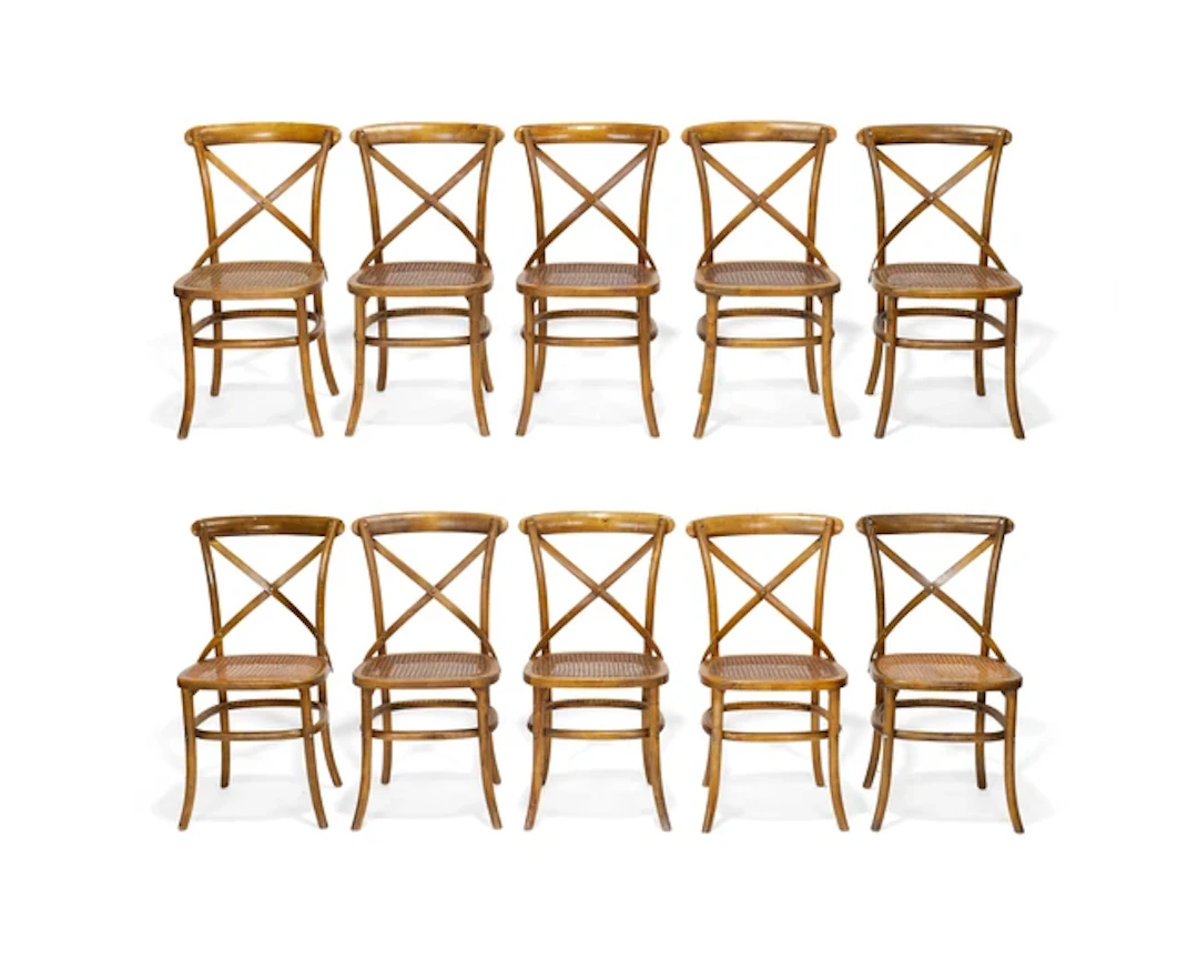 Oka Set of ten Carmargue bentwood dining chairs