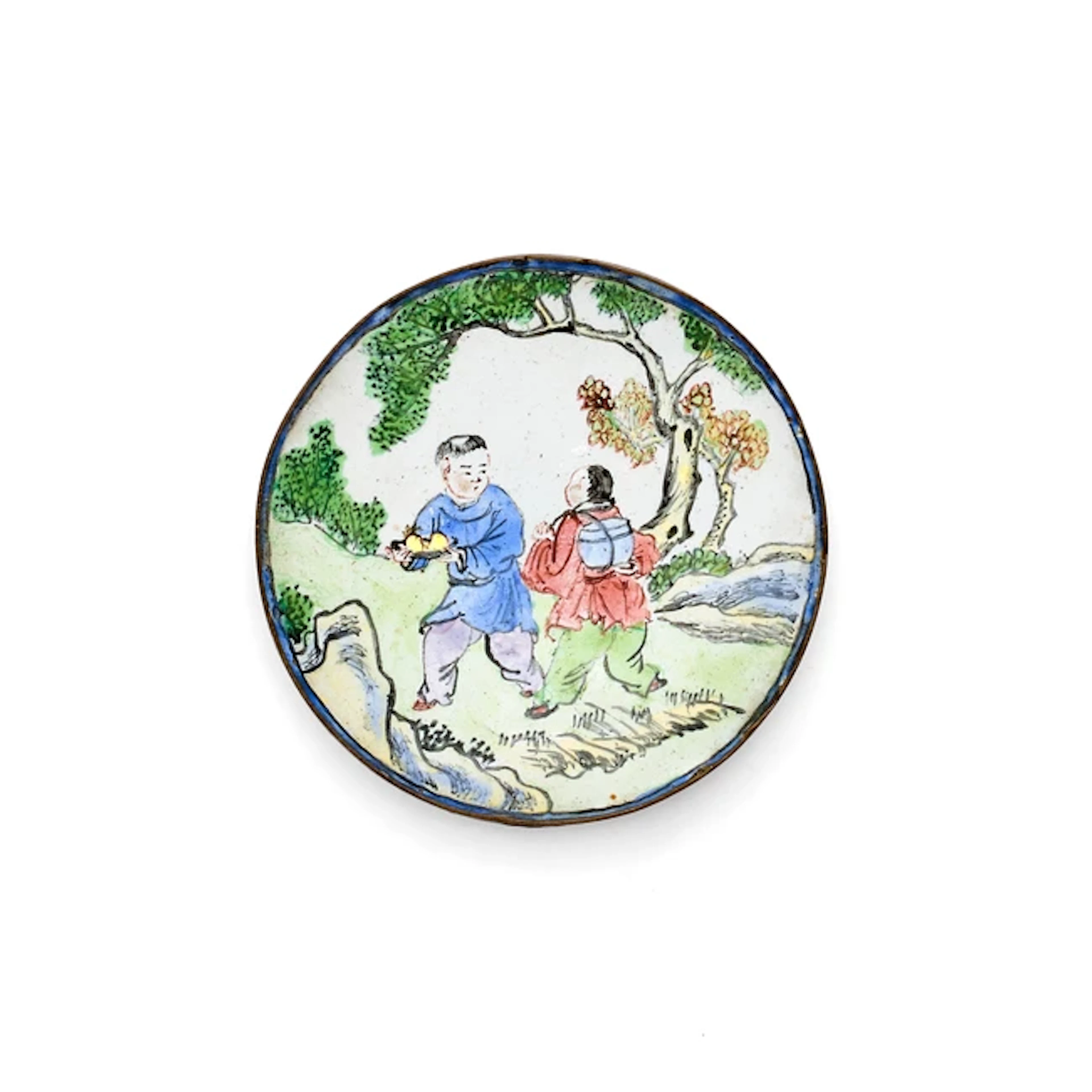 A Chinese painted enamel snuff dish Qing dynasty
