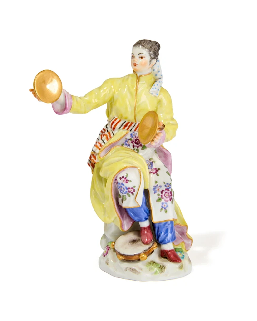 A Meissen porcelain figure of a Japanese woman playing cymbals