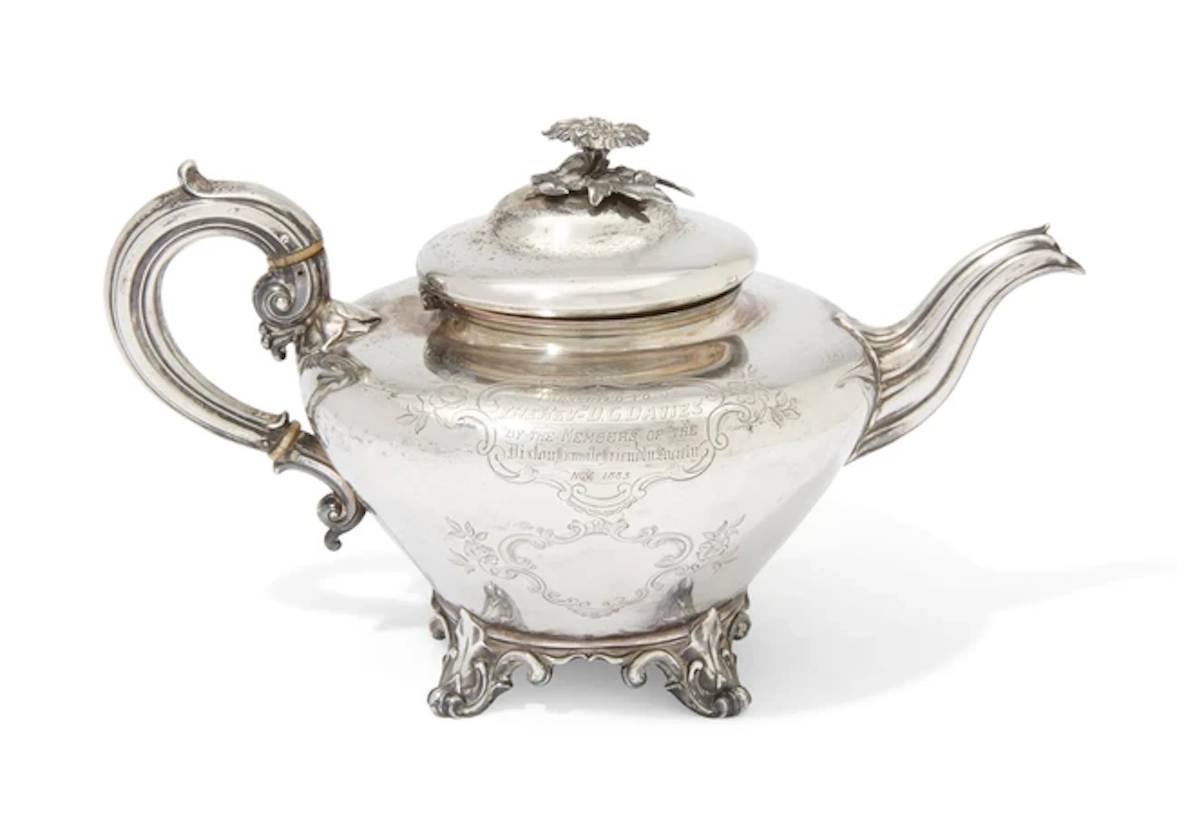 A Victorian silver teapot
