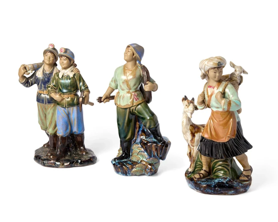 Three Chinese stoneware 'Cultural Revolution' figurines...