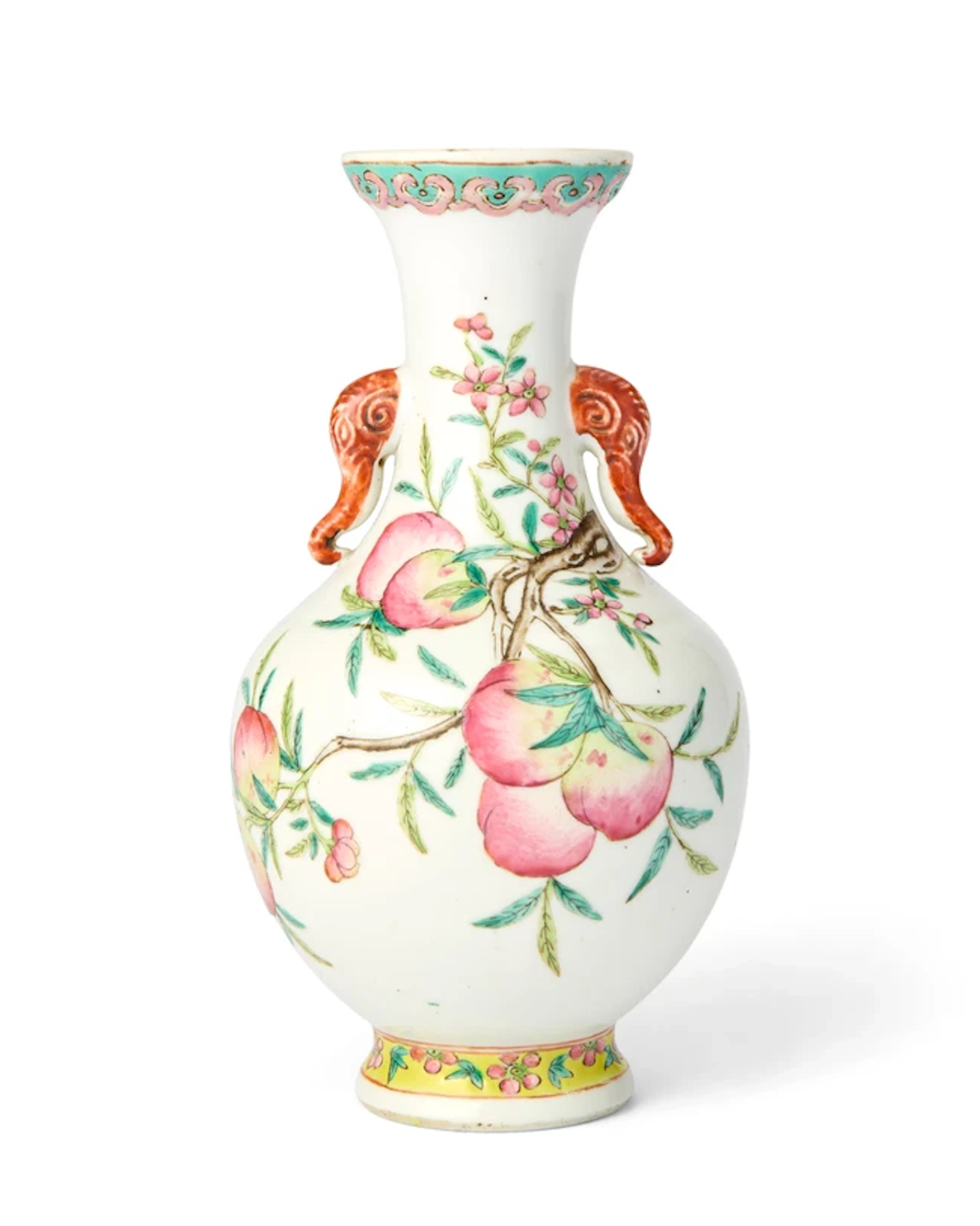 A Chinese famille rose 'pomegranate and peaches' baluster...