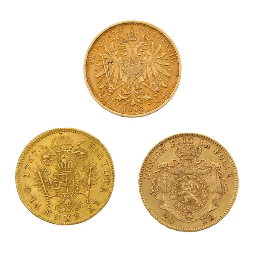 A group of three Continental gold coins