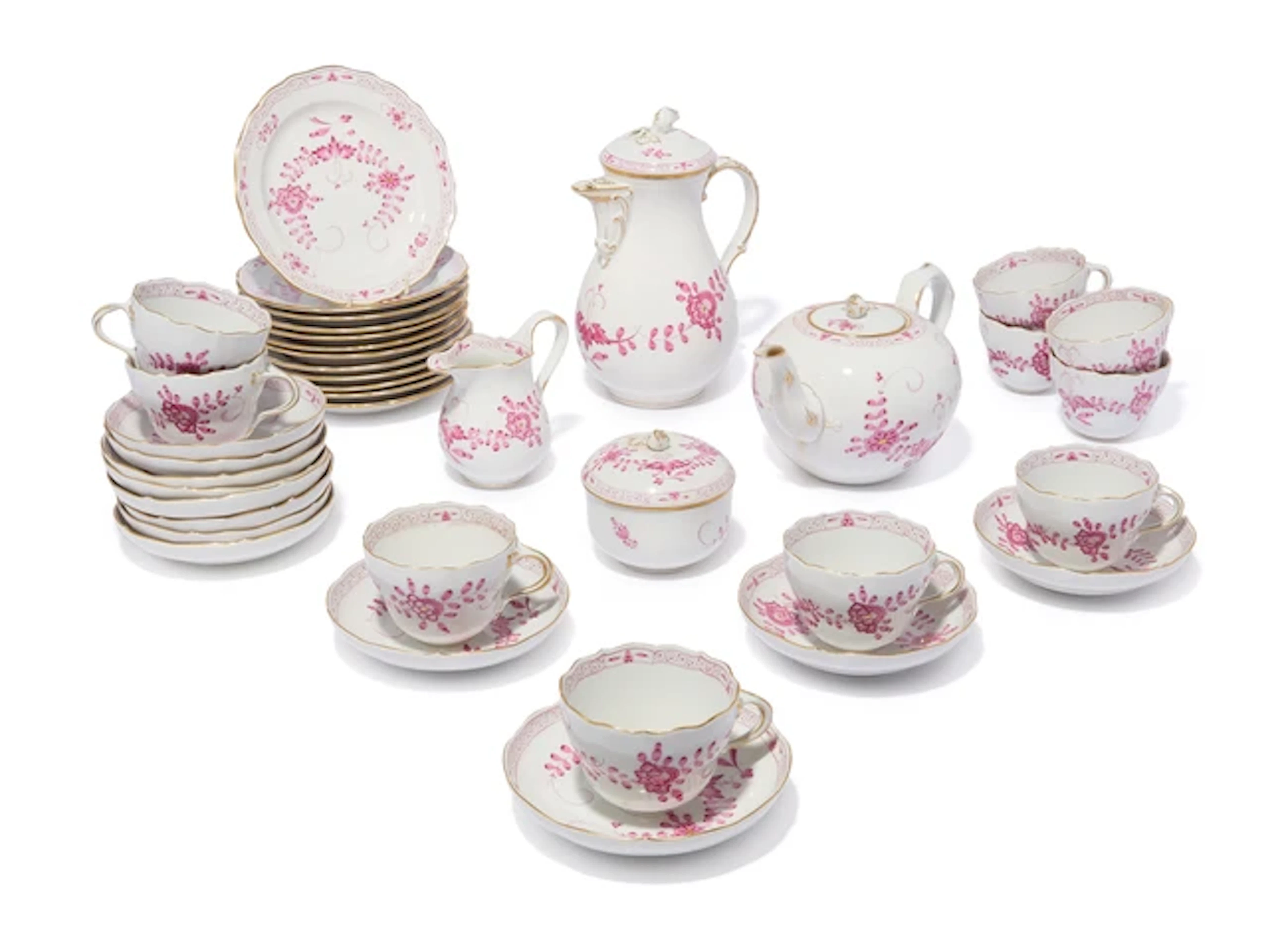 A Meissen porcelain ‘Indian Purple’ pattern tea and coffee service