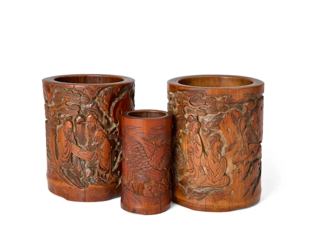 Three Chinese bamboo brushpots