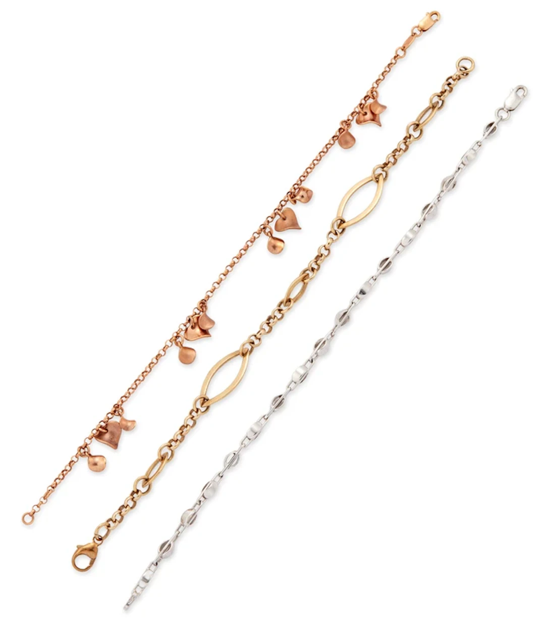 Three 9ct gold bracelets