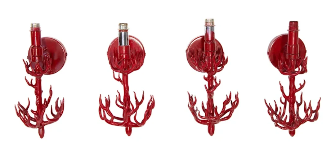 Italian Four Murano glass coral wall lights
