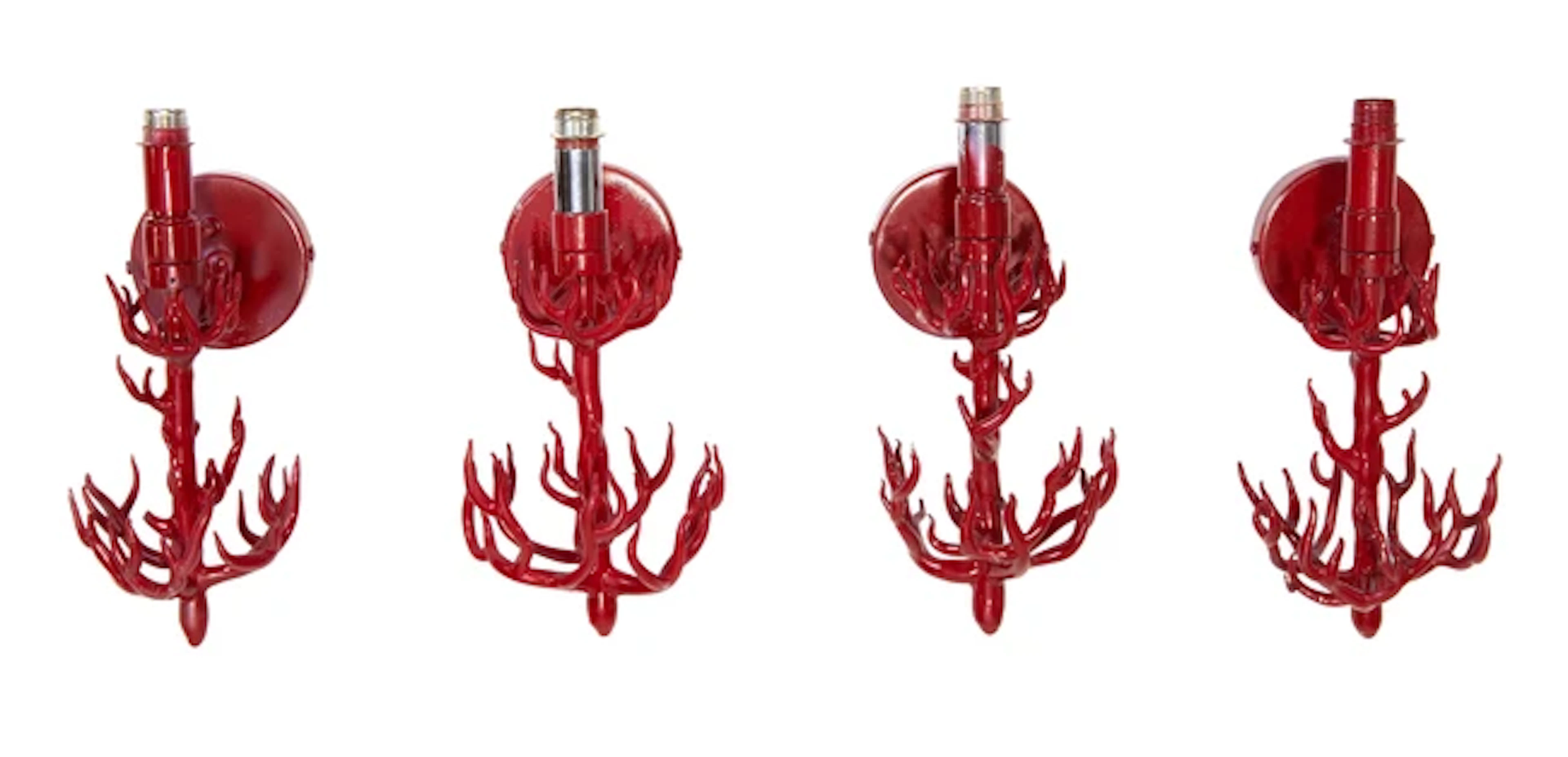 Italian Four Murano glass coral wall lights