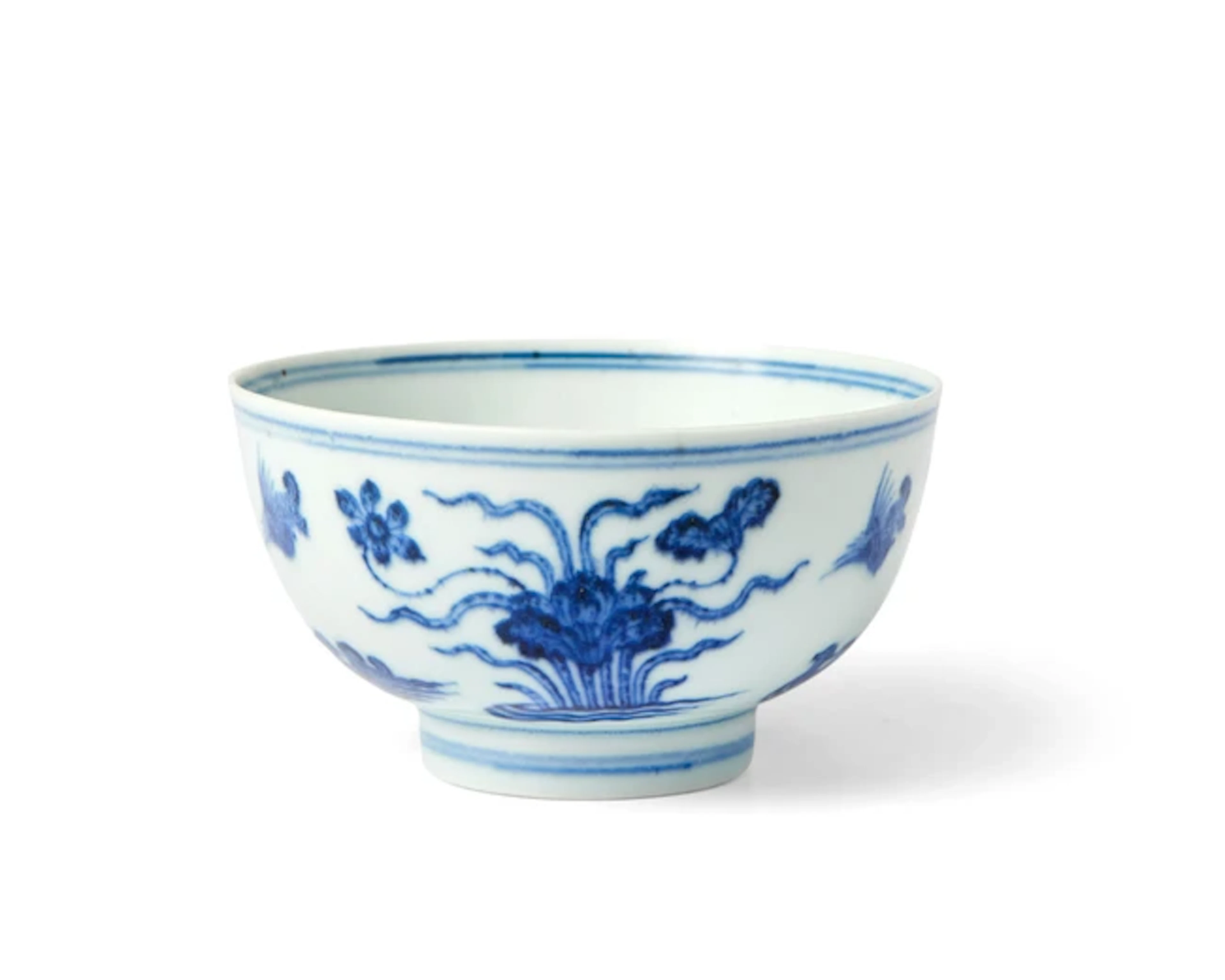 A Chinese blue and white 'lotus and duck' bowl Qing dynasty