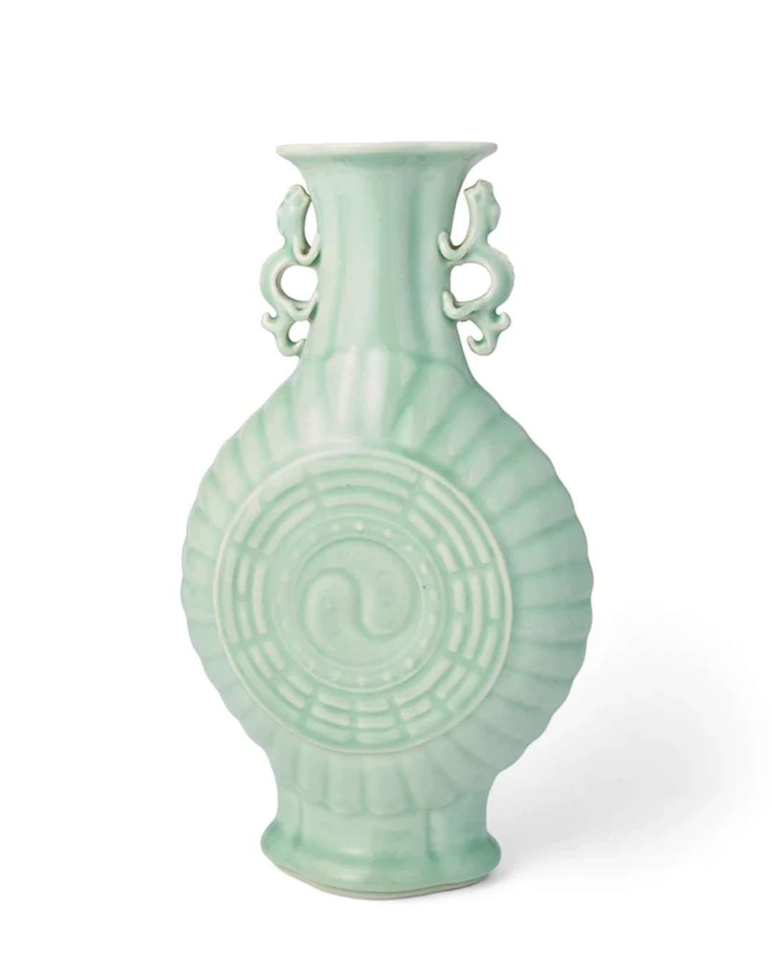 A Chinese celadon moulded trigrams vase Qing dynasty