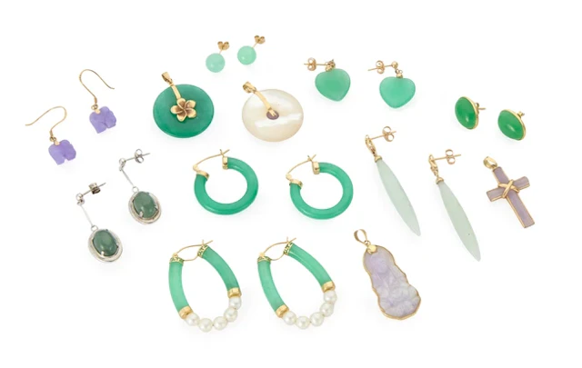 A collection of jadeite jade jewellery